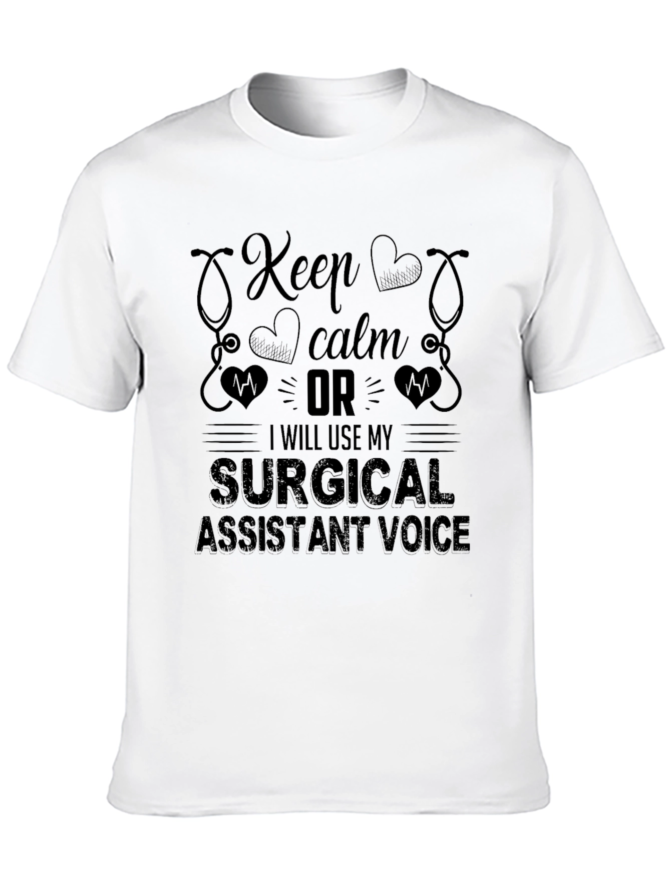 Black Surgical Assistant Voice T-Shirt - Keep Calm Funny Tee view 10
