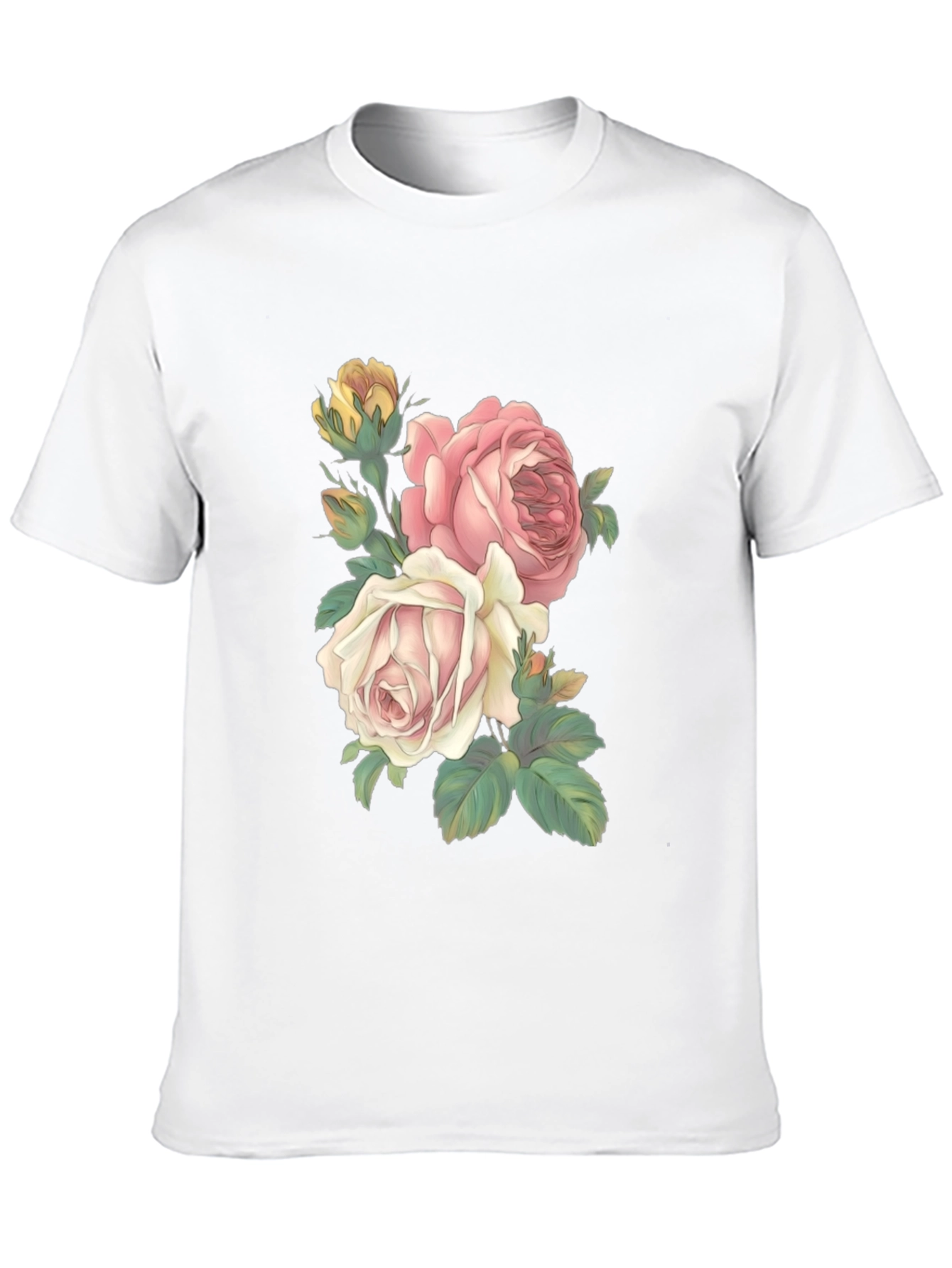 Black Floral Print T-Shirt - Elegant Rose Design view 10
