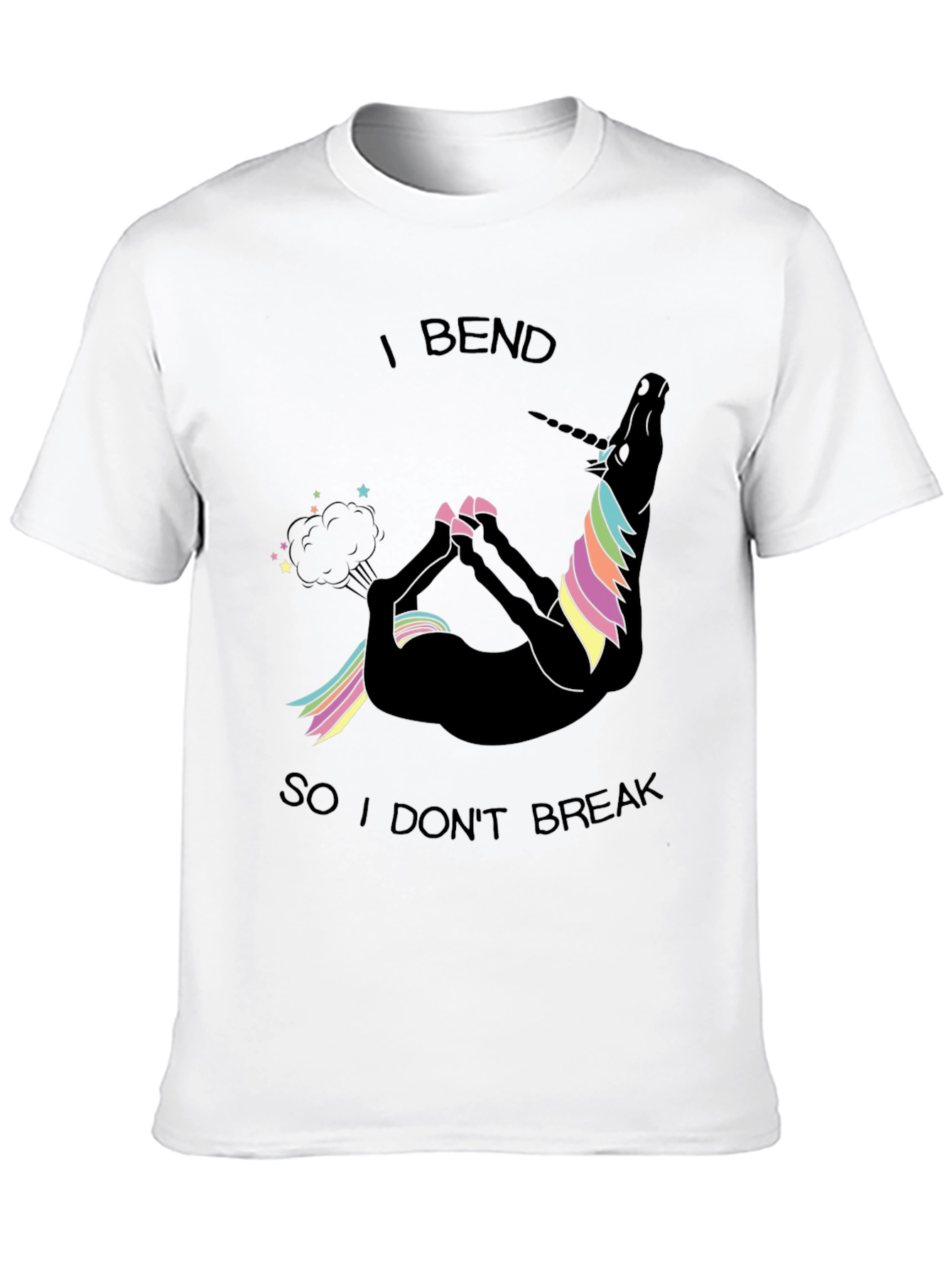 Black Funny Unicorn Yoga T-Shirt - I Bend So I Don't Break view 10