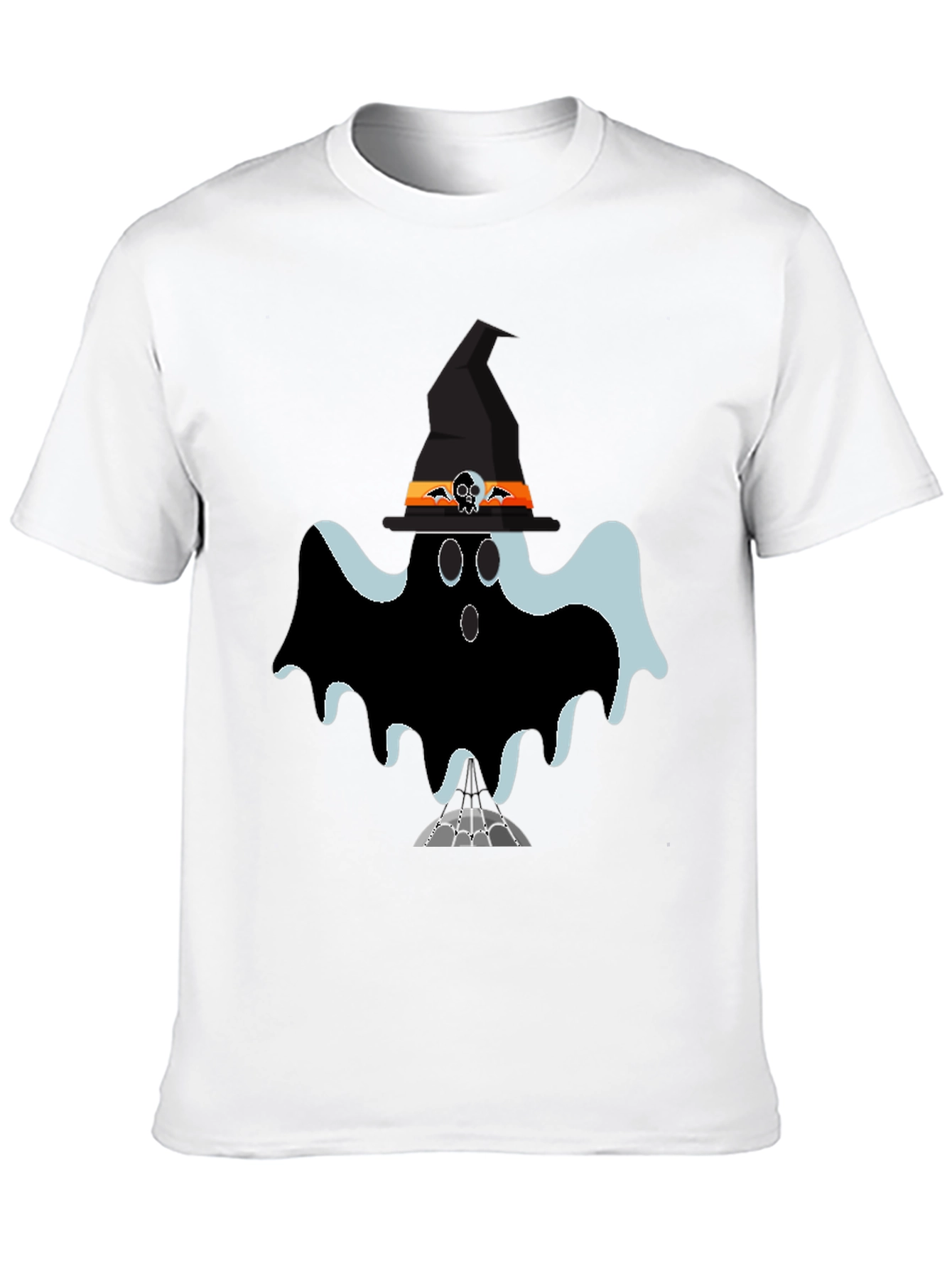 Black Halloween Ghost Tee: Spooky Season Style view 10