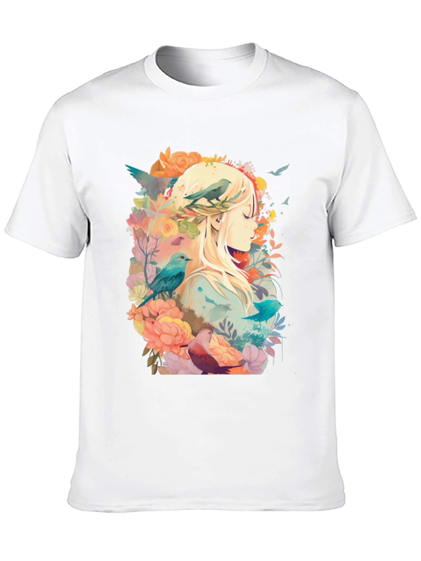 Black Nature's Embrace Tee - Floral Bird Design view 10