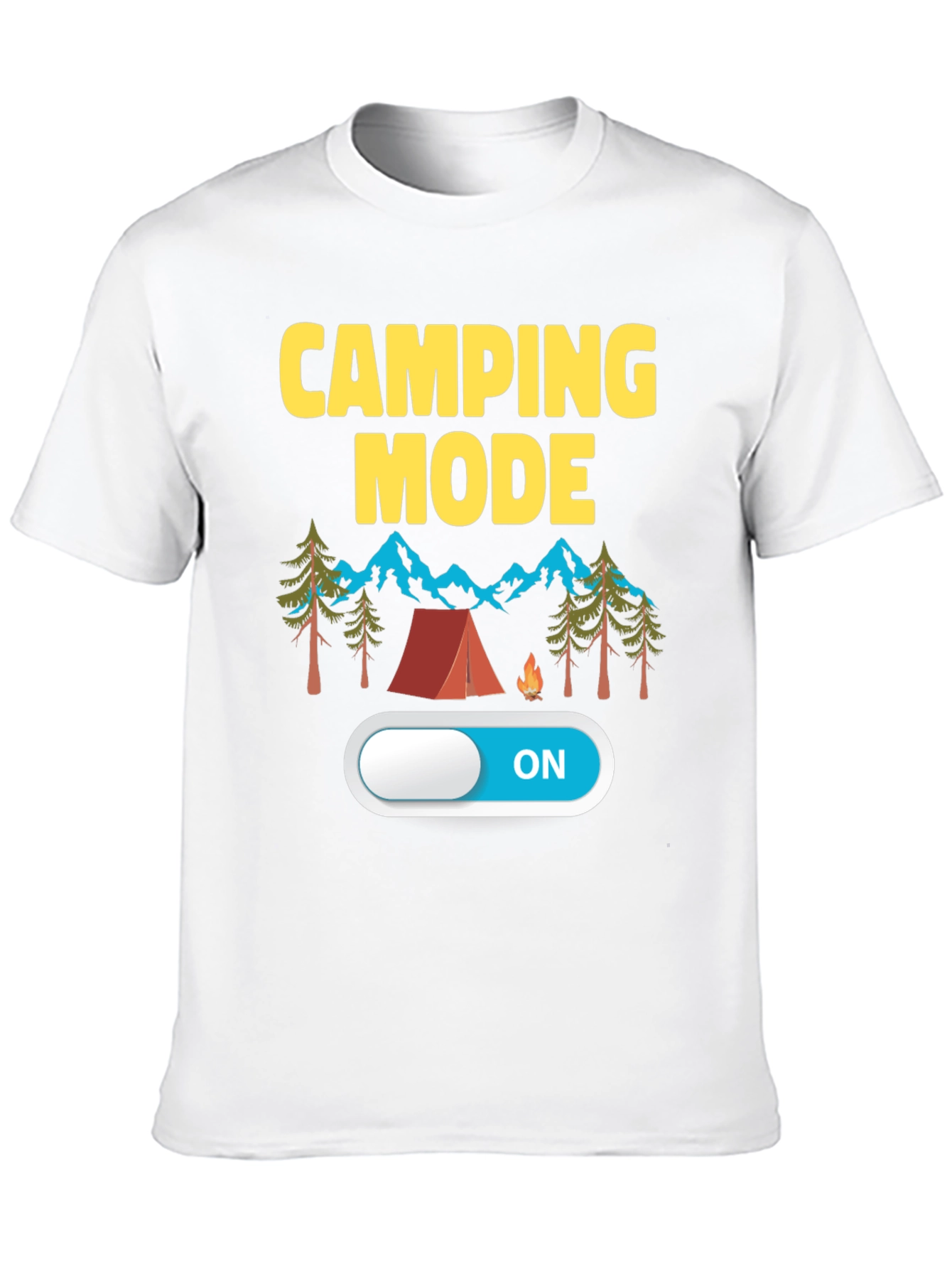 Black Camping Mode ON Black T-Shirt view 10