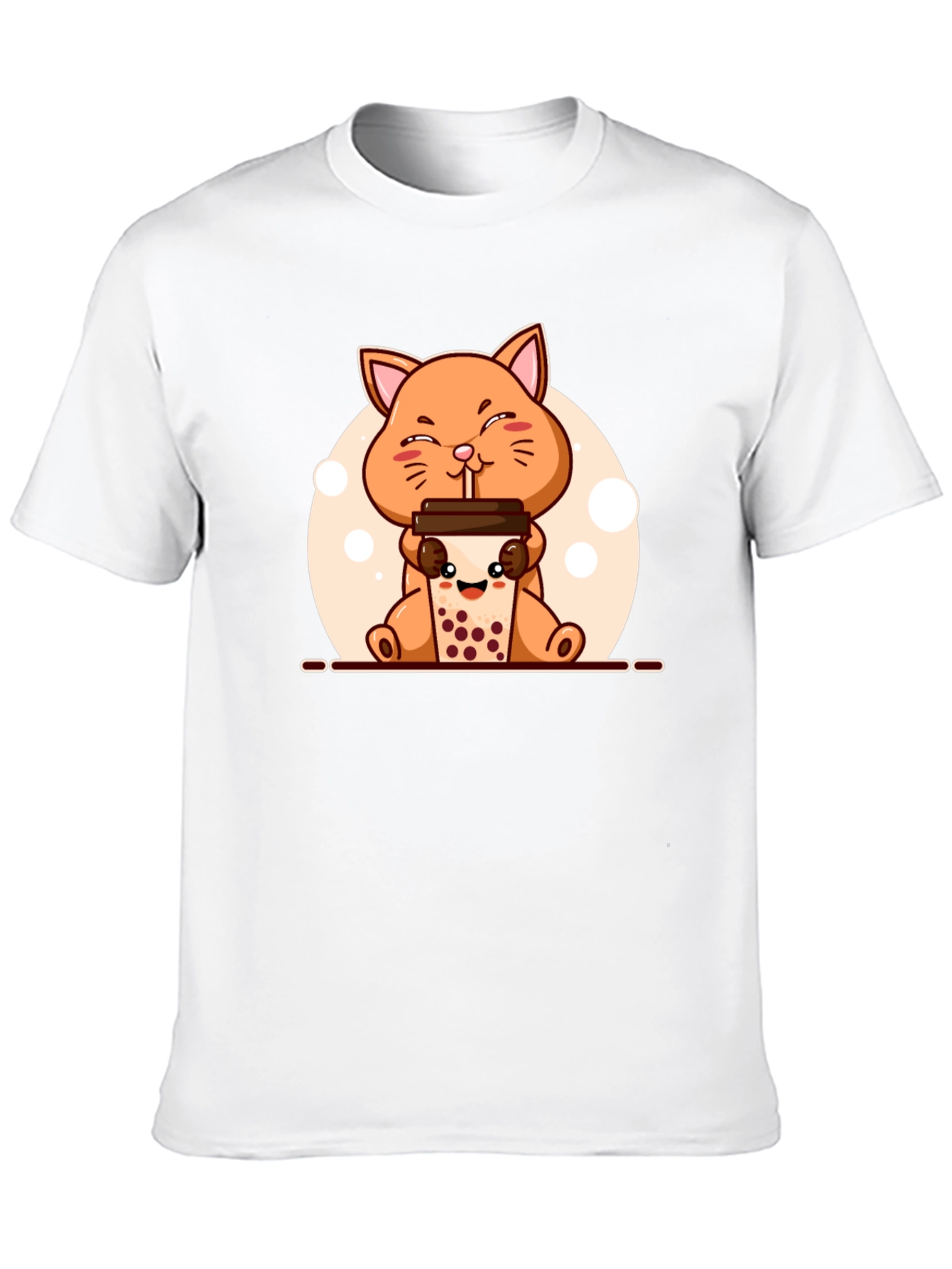 Black Cute Cat Boba Tea Graphic T-Shirt - Unisex view 10