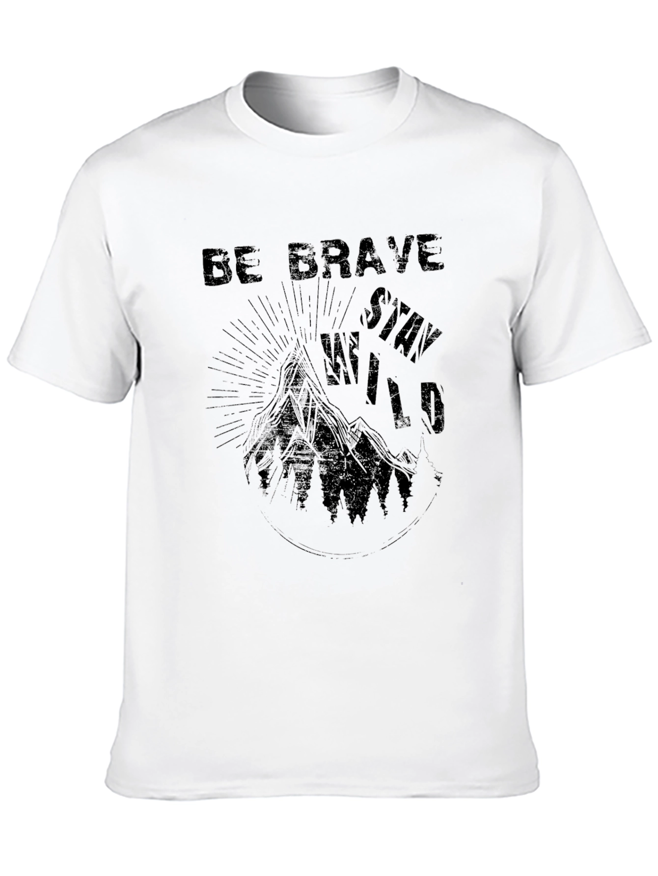 Black Be Brave Stay Wild Graphic Black T-Shirt view 10