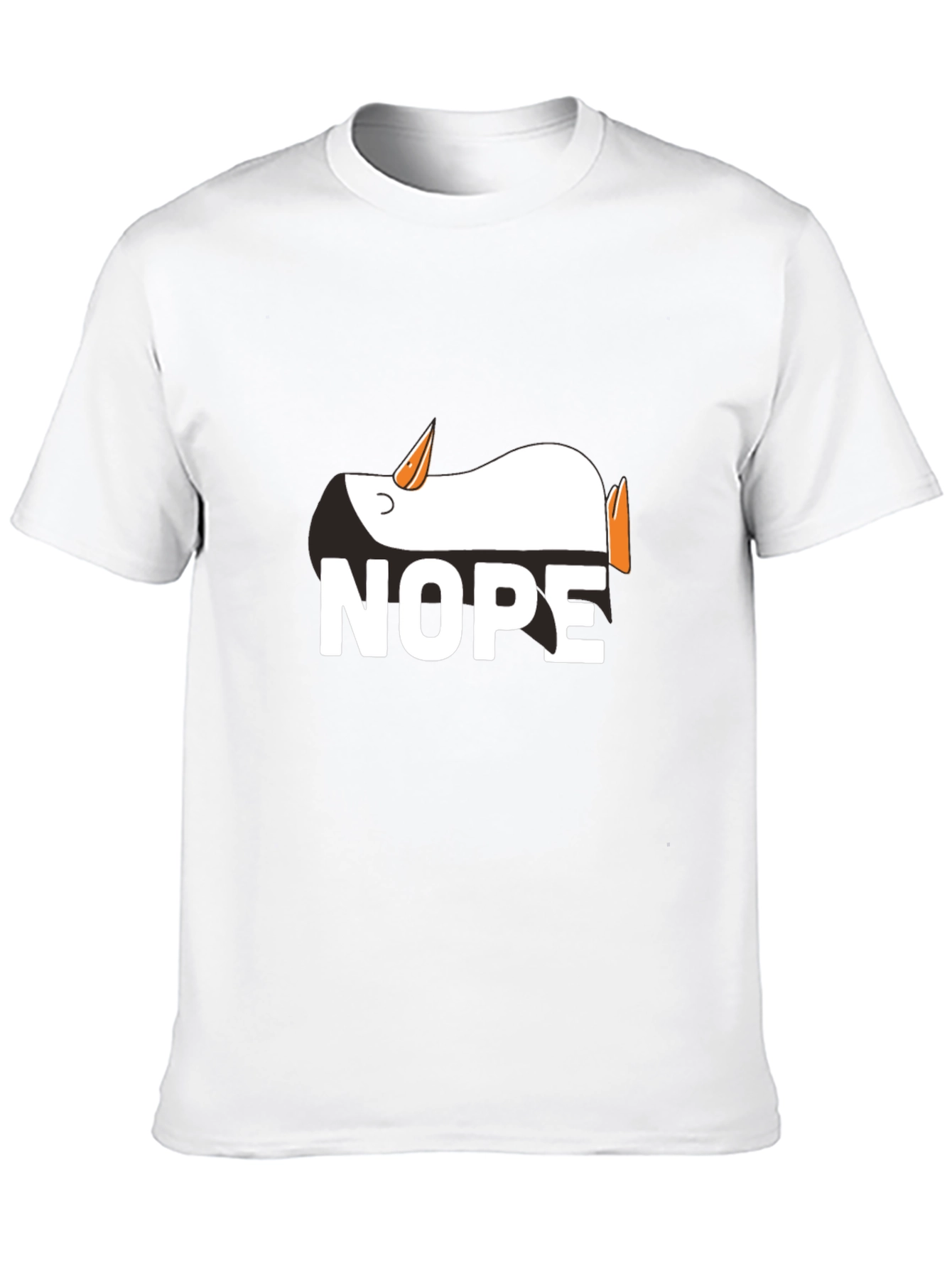 Black Nope Penguin Graphic Tee - Funny Relaxed T-Shirt view 10