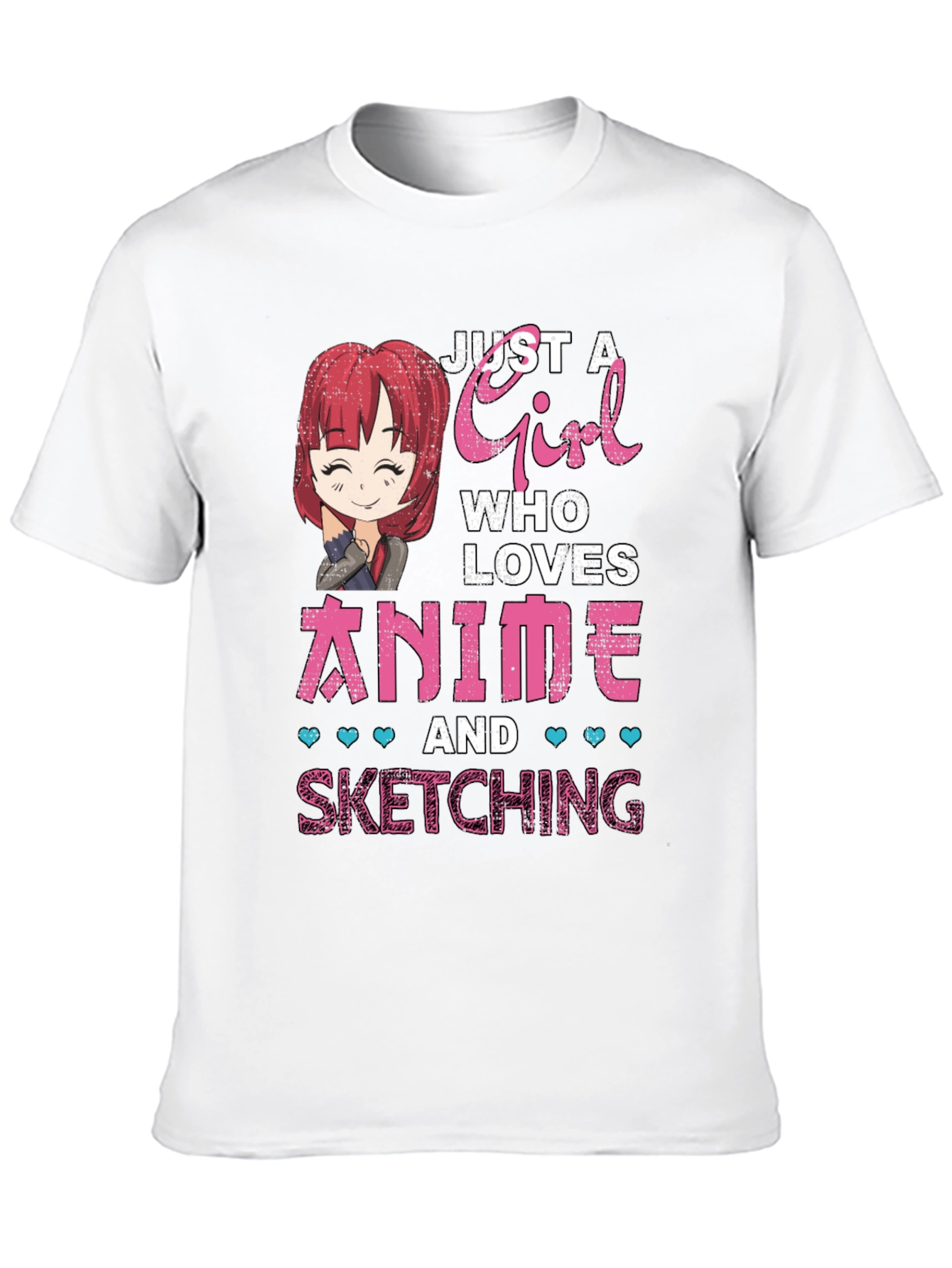 Black Anime Girl Sketching T-Shirt - Cute Manga Lover Tee view 10