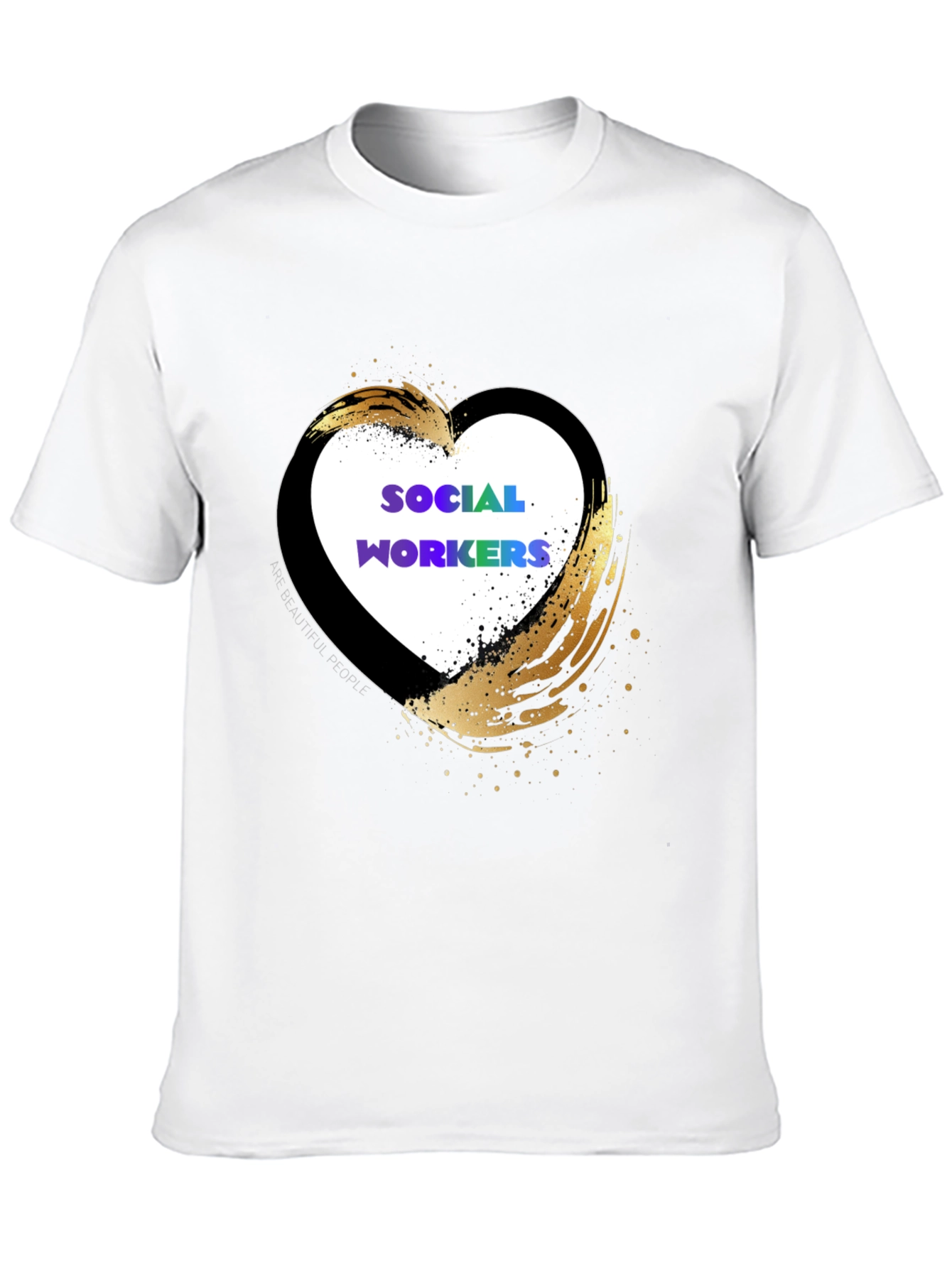 Black Social Worker Heart Graphic Tee - Black Cotton Casual Shirt view 10
