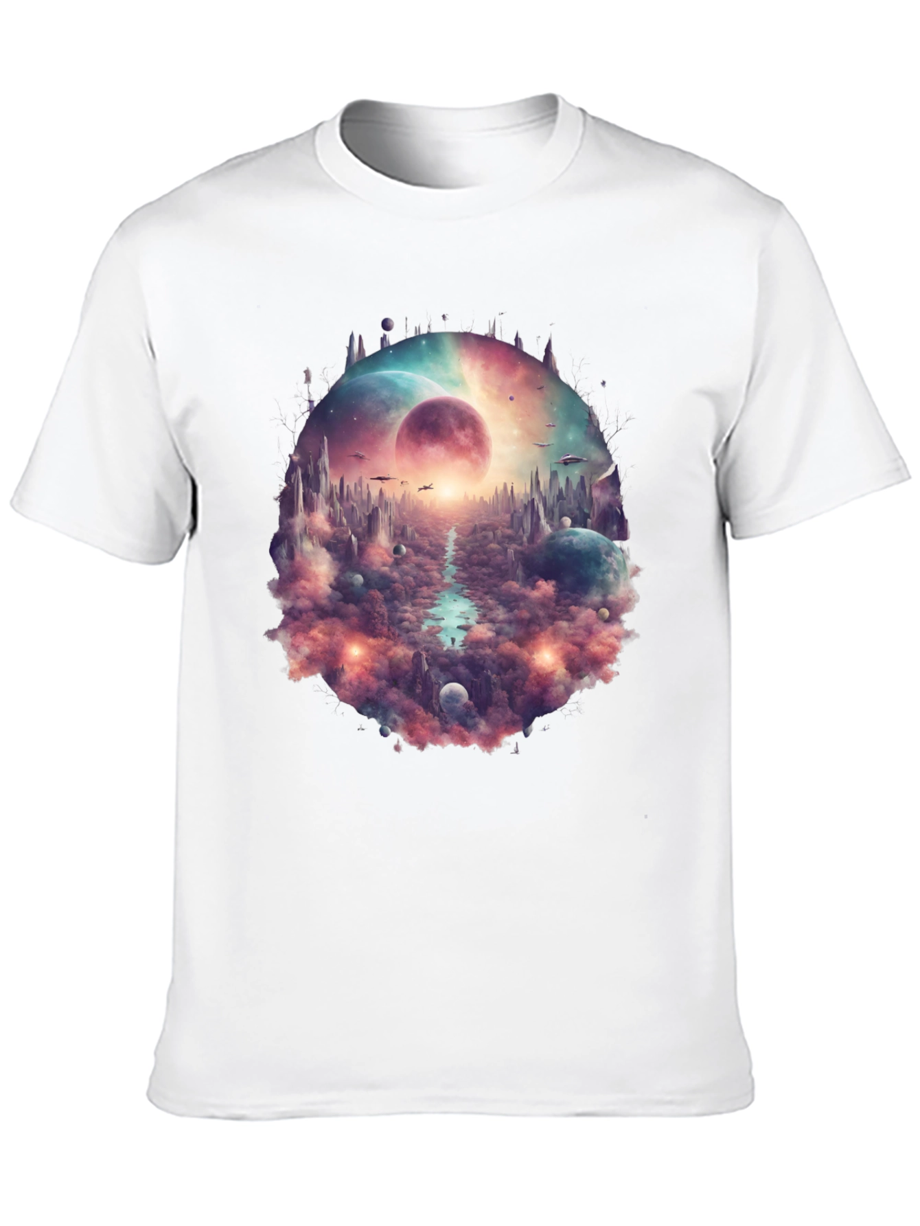 Black Sci-Fi Landscape Graphic T-Shirt view 10