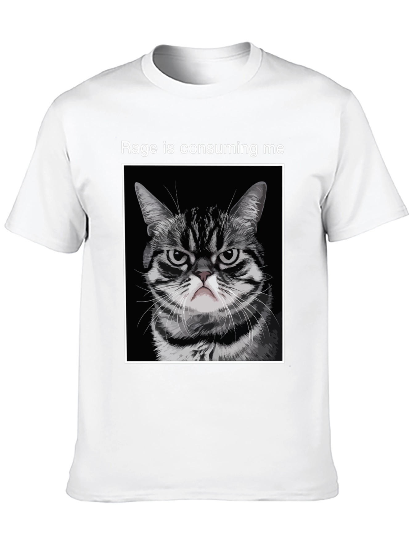 Black Rage Cat T-Shirt - Funny Angry Kitten Tee view 10