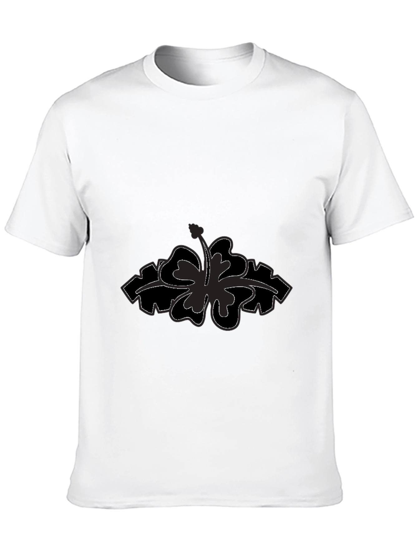 Black Men's Black T-Shirt with Flower Design view 10
