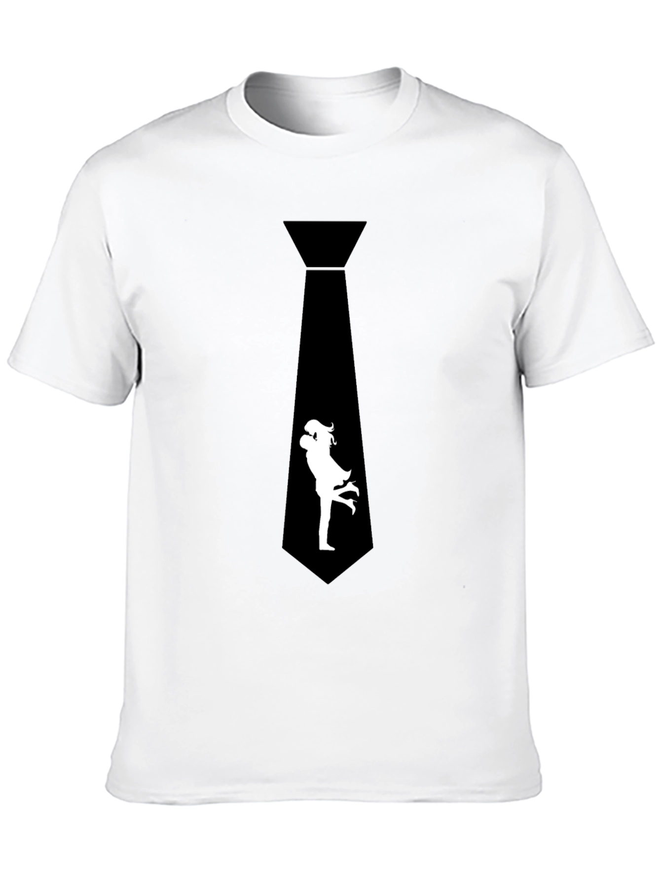 Black Novelty Black T-Shirt - Tie with Romantic Couple Graphic view 10