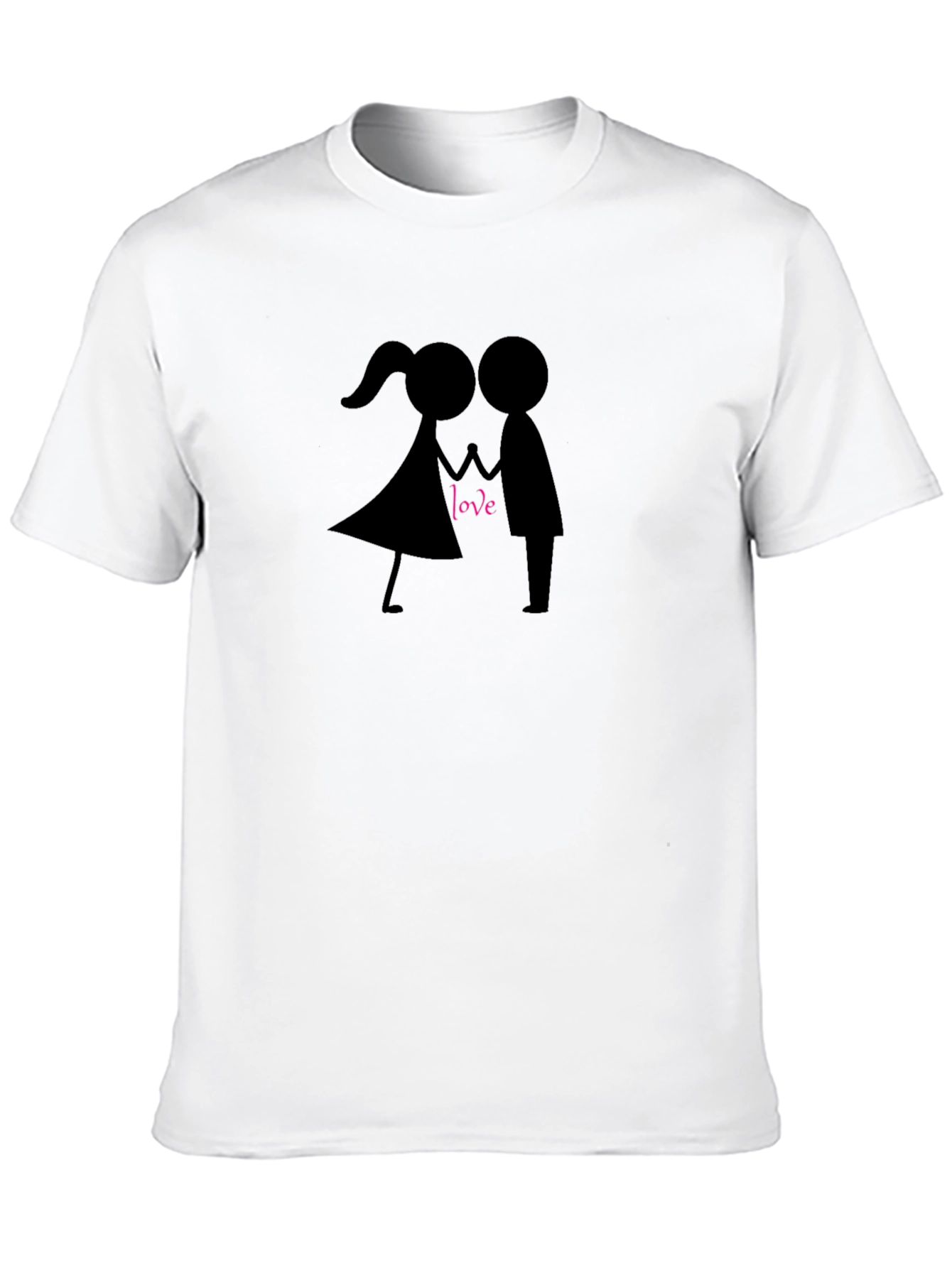 Black Love Stick Figure Couple T-Shirt - Stylish Black Tee view 10