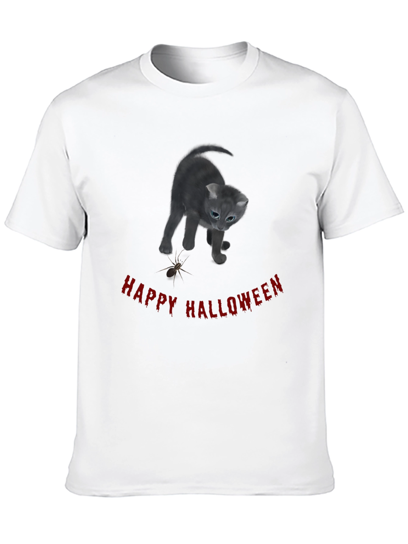 Black Happy Halloween Cat T-Shirt - Black view 10