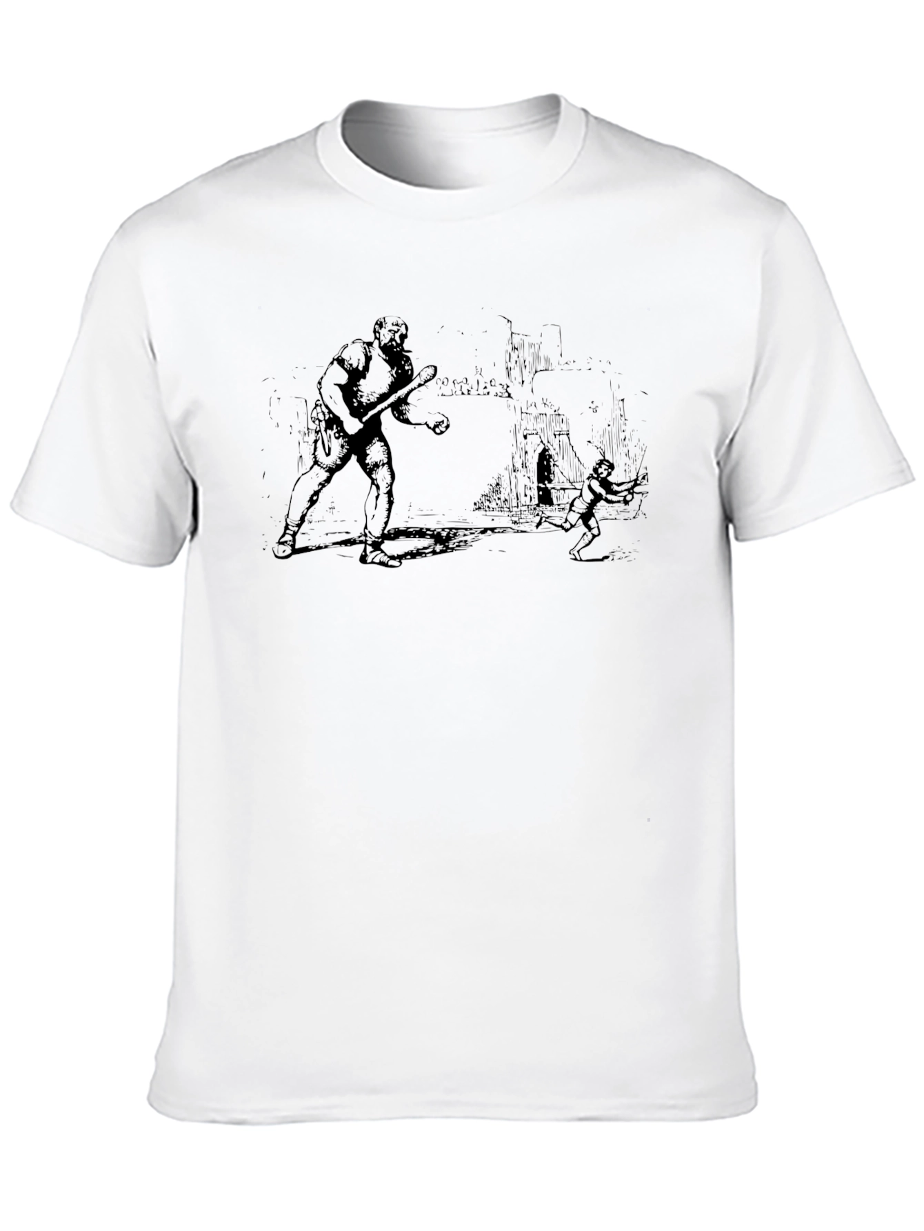 Black Graphic Novelty T-Shirt: Vintage Battle Scene view 10