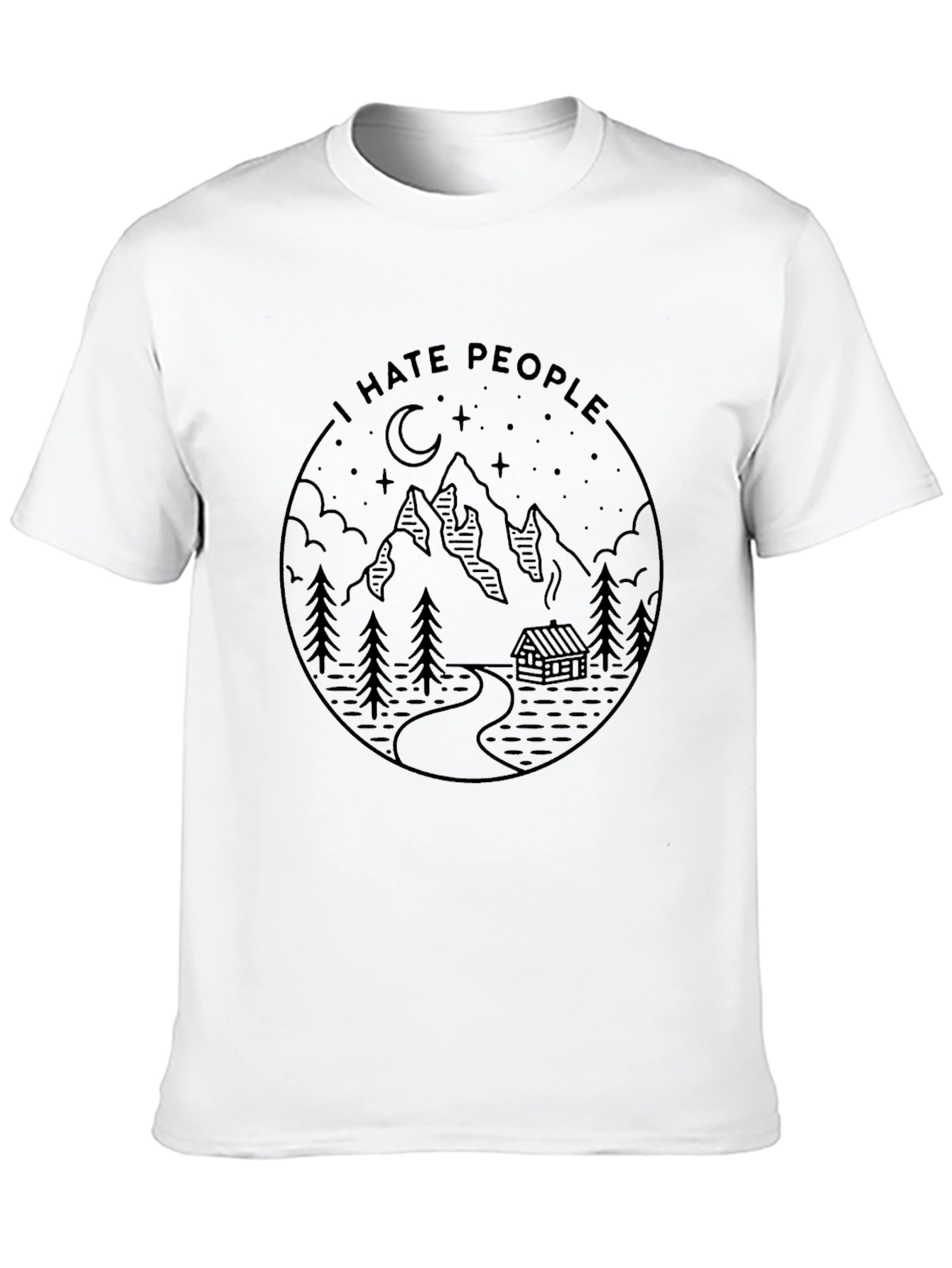 Black I Hate People Mountain Scene T-Shirt view 10