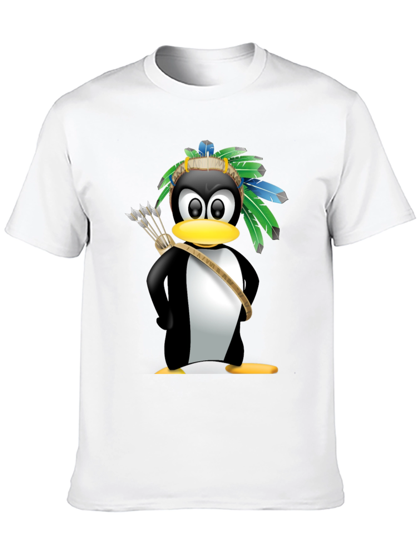 Black Native American Penguin Graphic Tee - Black view 10