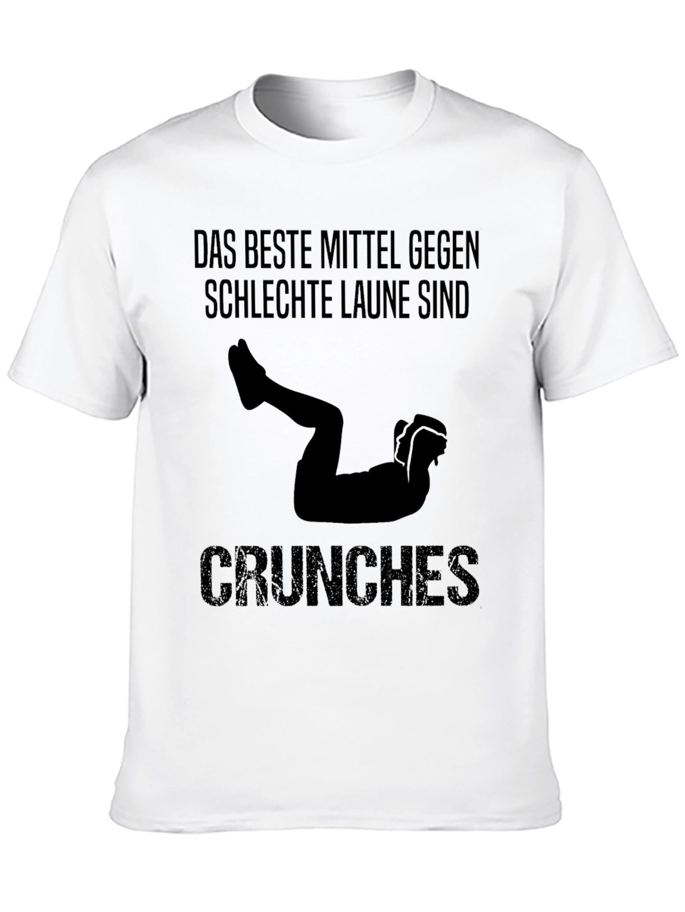 Black Funny Fitness Crunches Graphic Tee - Best Mood Booster Shirt view 10