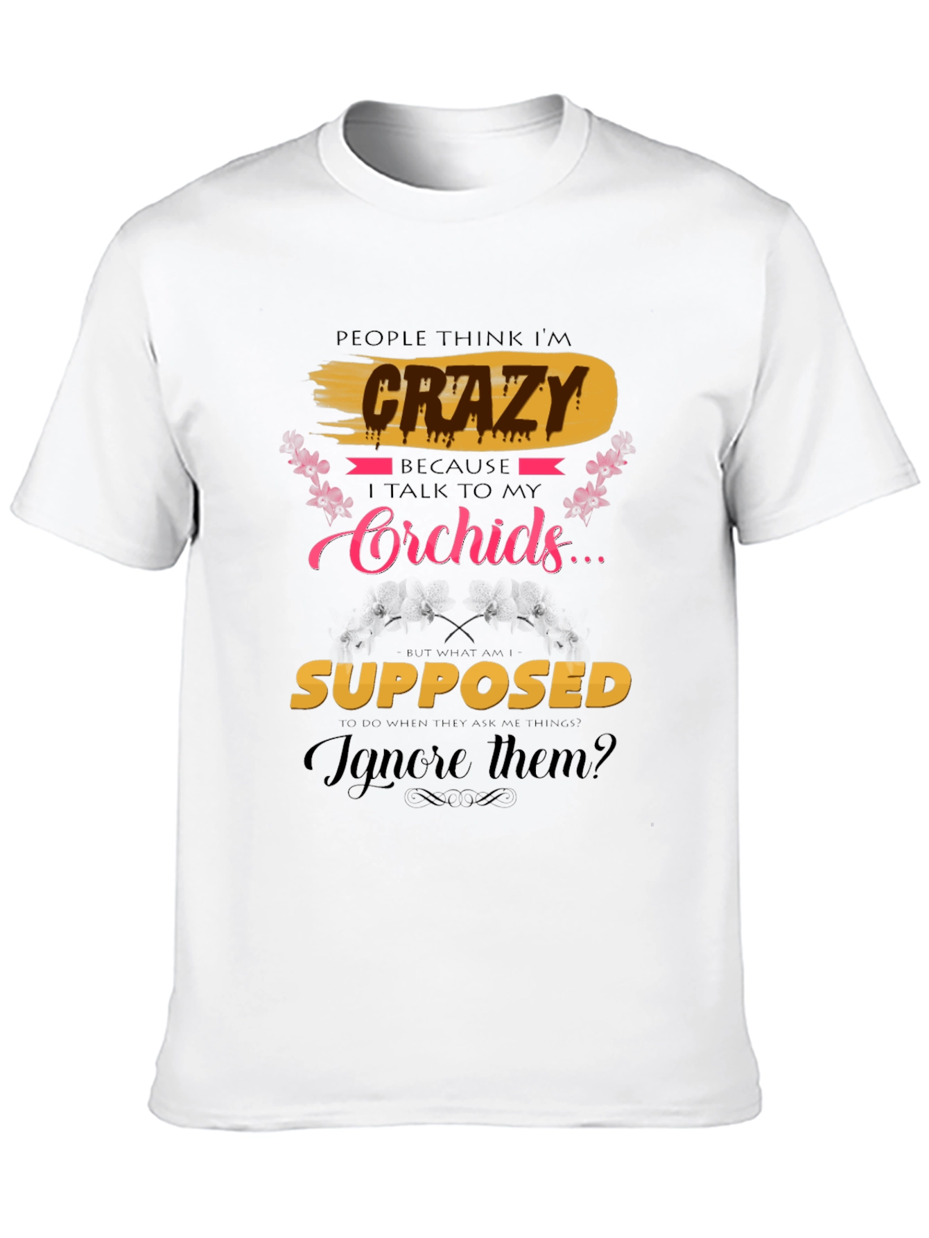 Black Crazy About Orchids T-Shirt view 10