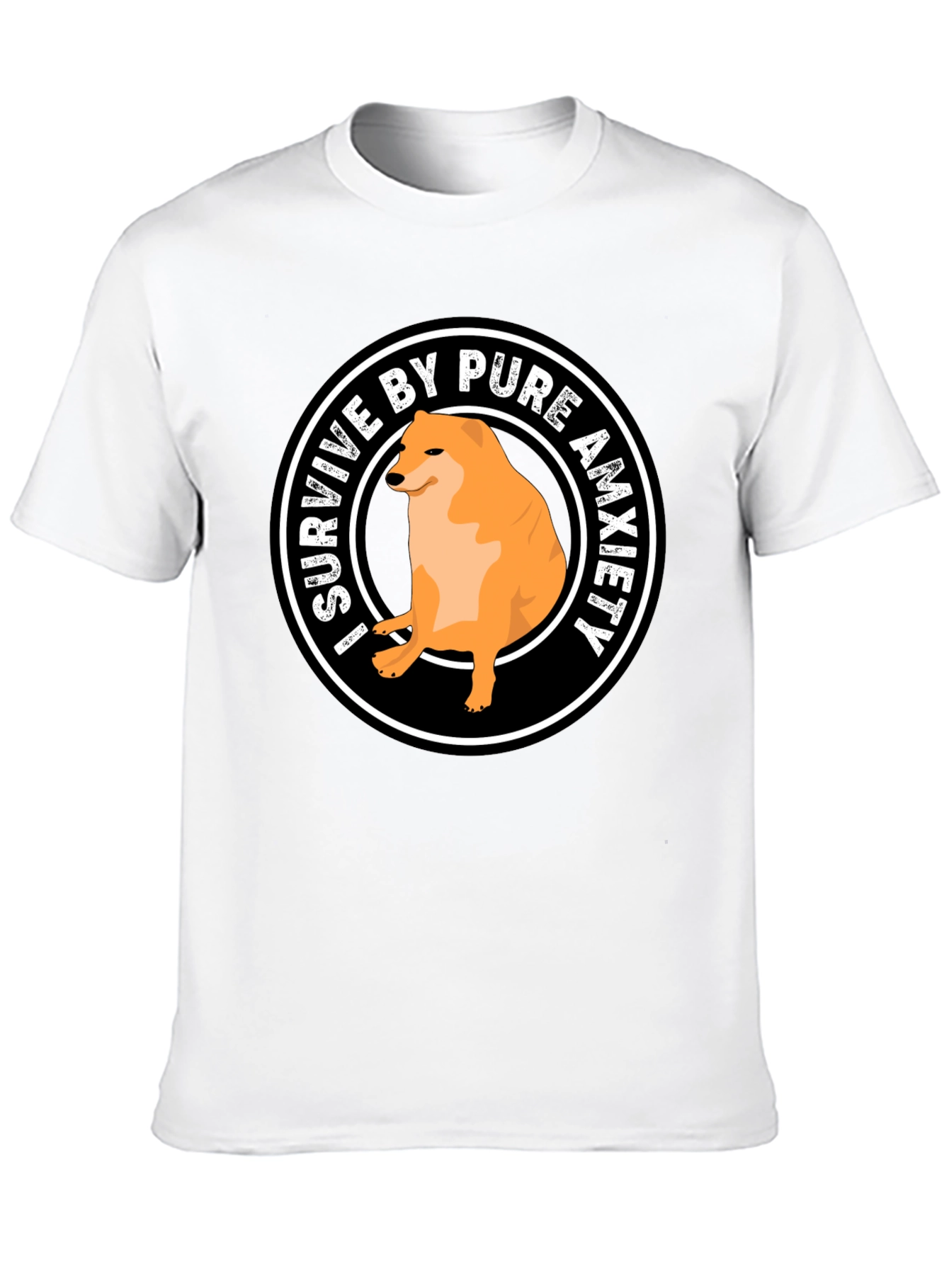 Black I Survive by Pure Anxiety Doge Meme Graphic Tee view 10