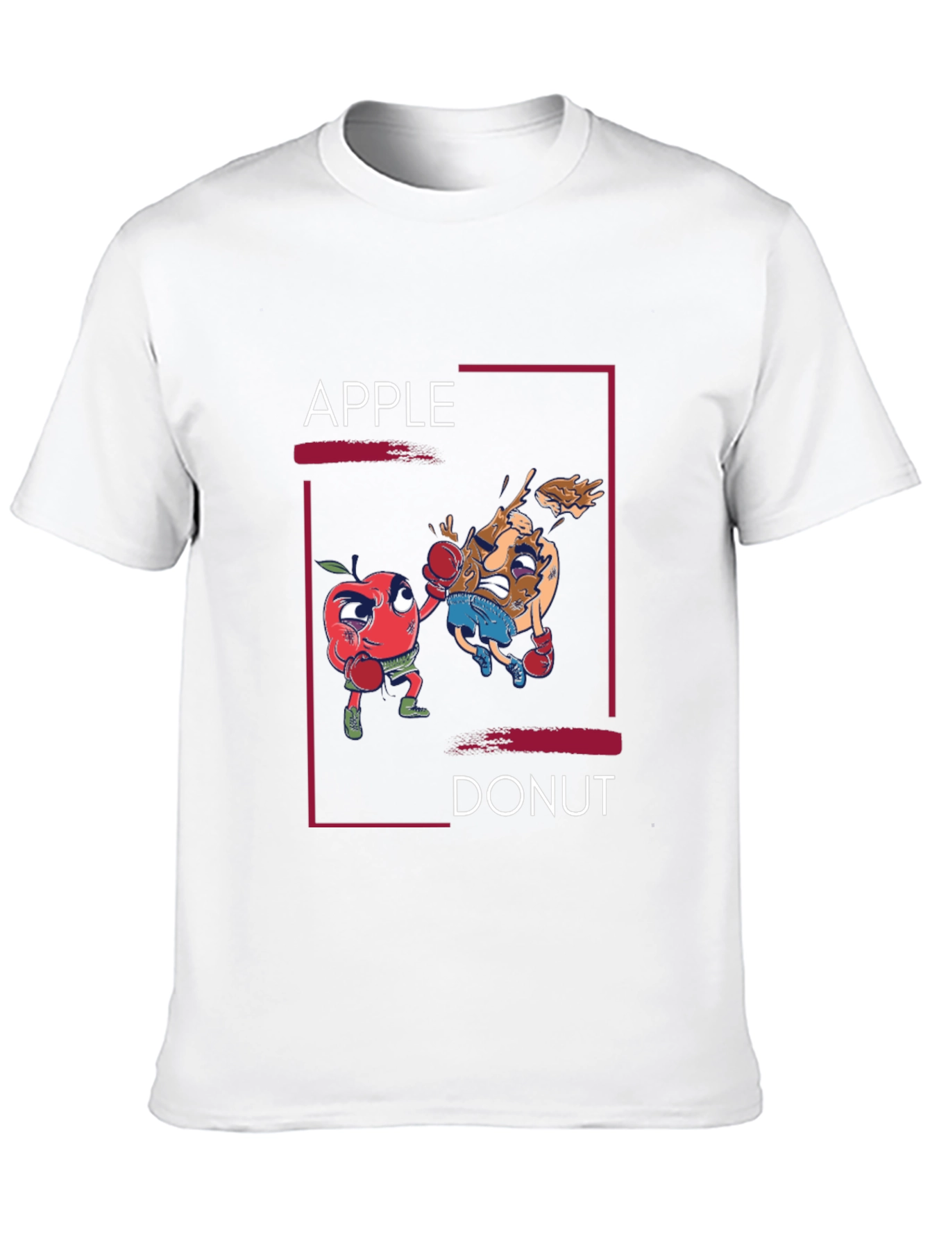 Black Apple vs Donut Boxing Match Graphic T-Shirt view 10