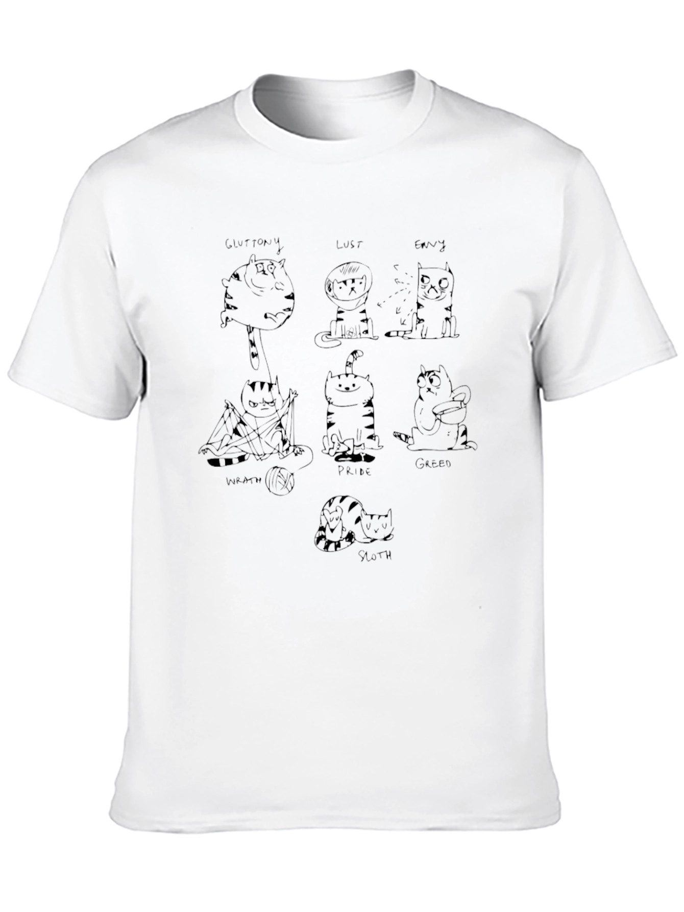 Black Seven Deadly Sins Cat T-Shirt view 10