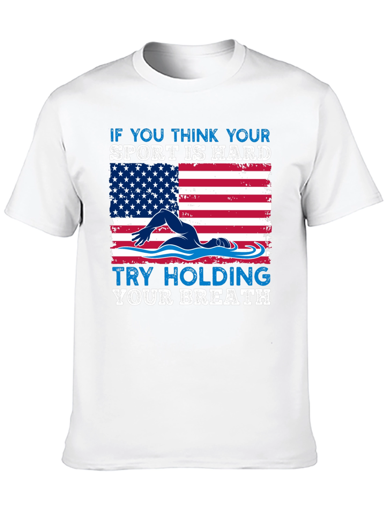 Black Swimming American Flag T-Shirt - Try Holding Your Breath view 10