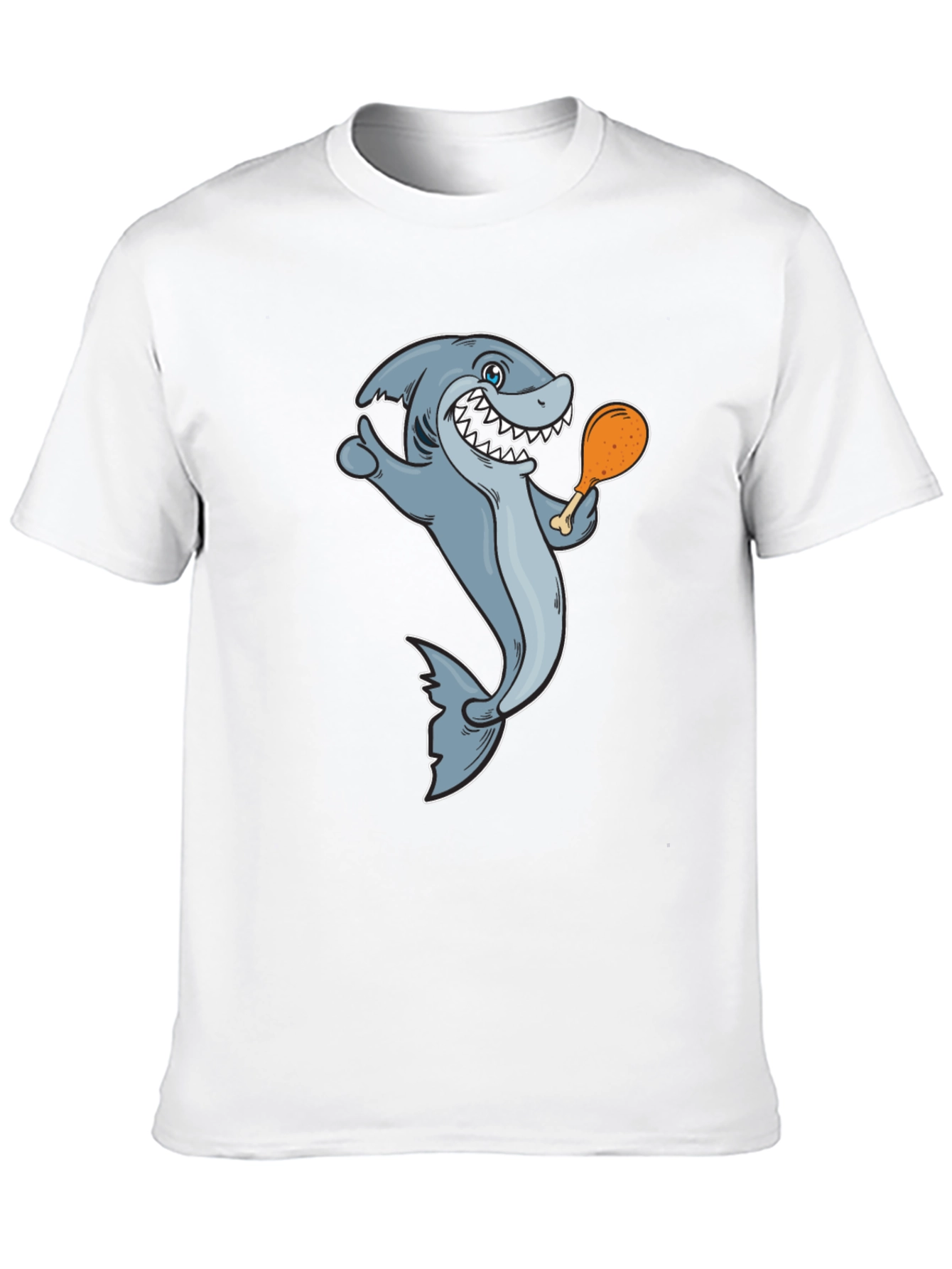 Black Shark Eating Chicken Leg Graphic Tee - Black view 10