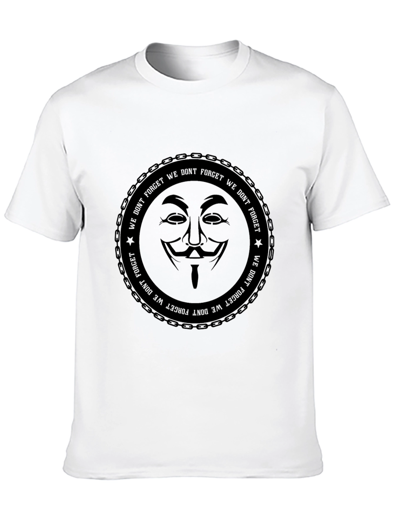 Black Anonymous Mask Graphic Print Black T-Shirt view 10