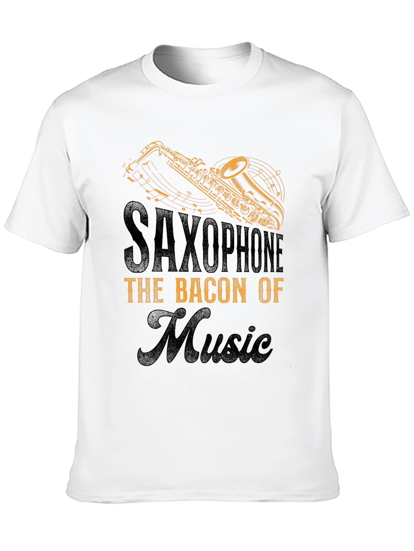 Black Saxophone Bacon of Music T-Shirt view 10