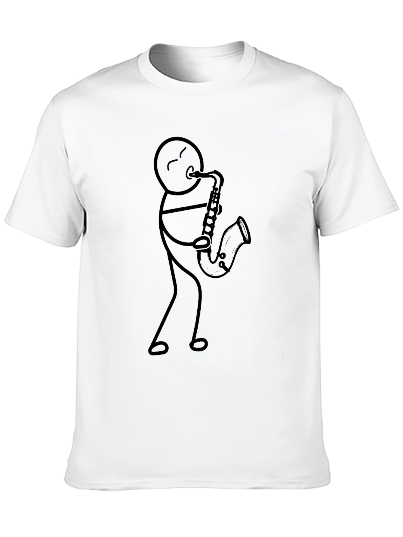 Black Stick Figure Saxophone Player T-Shirt view 10