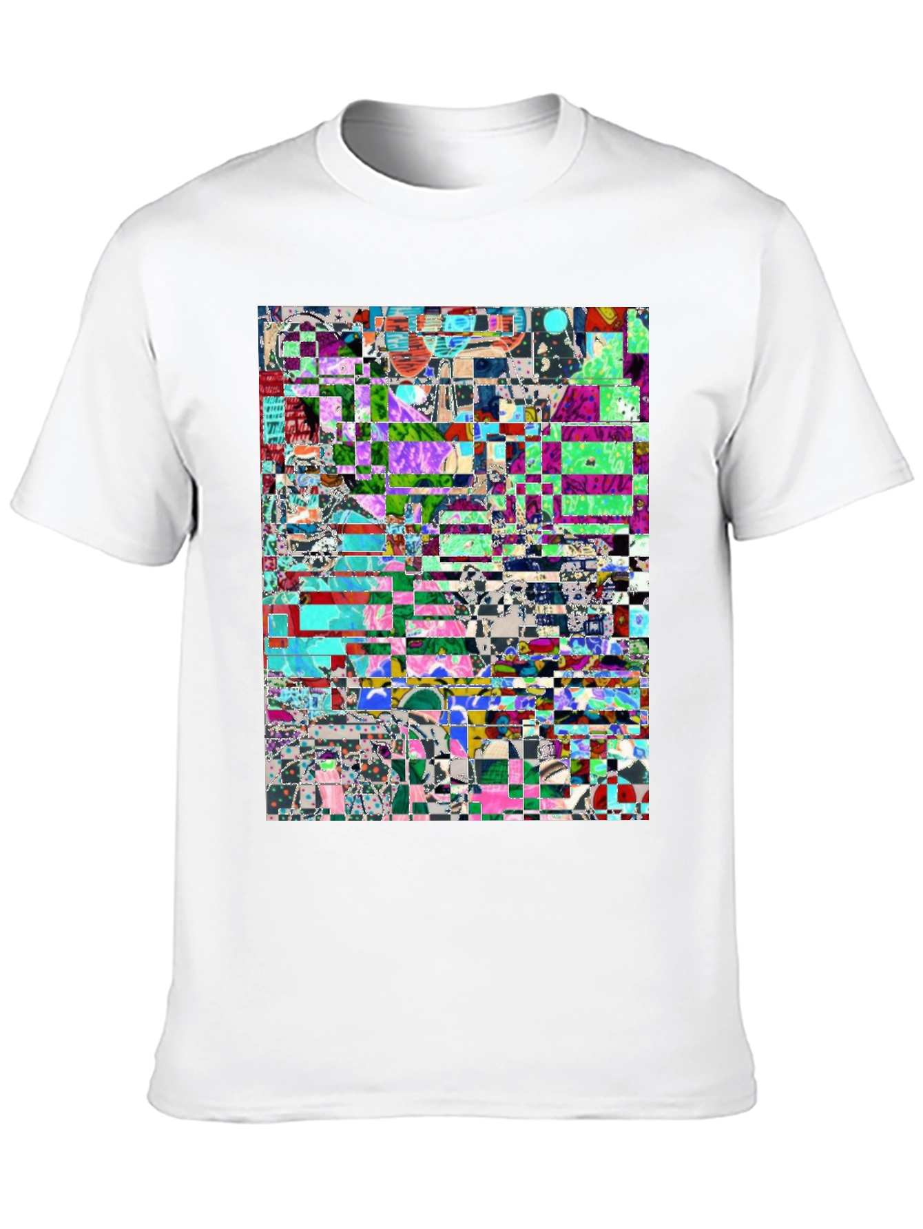 Black Abstract Glitch Art T-Shirt view 10