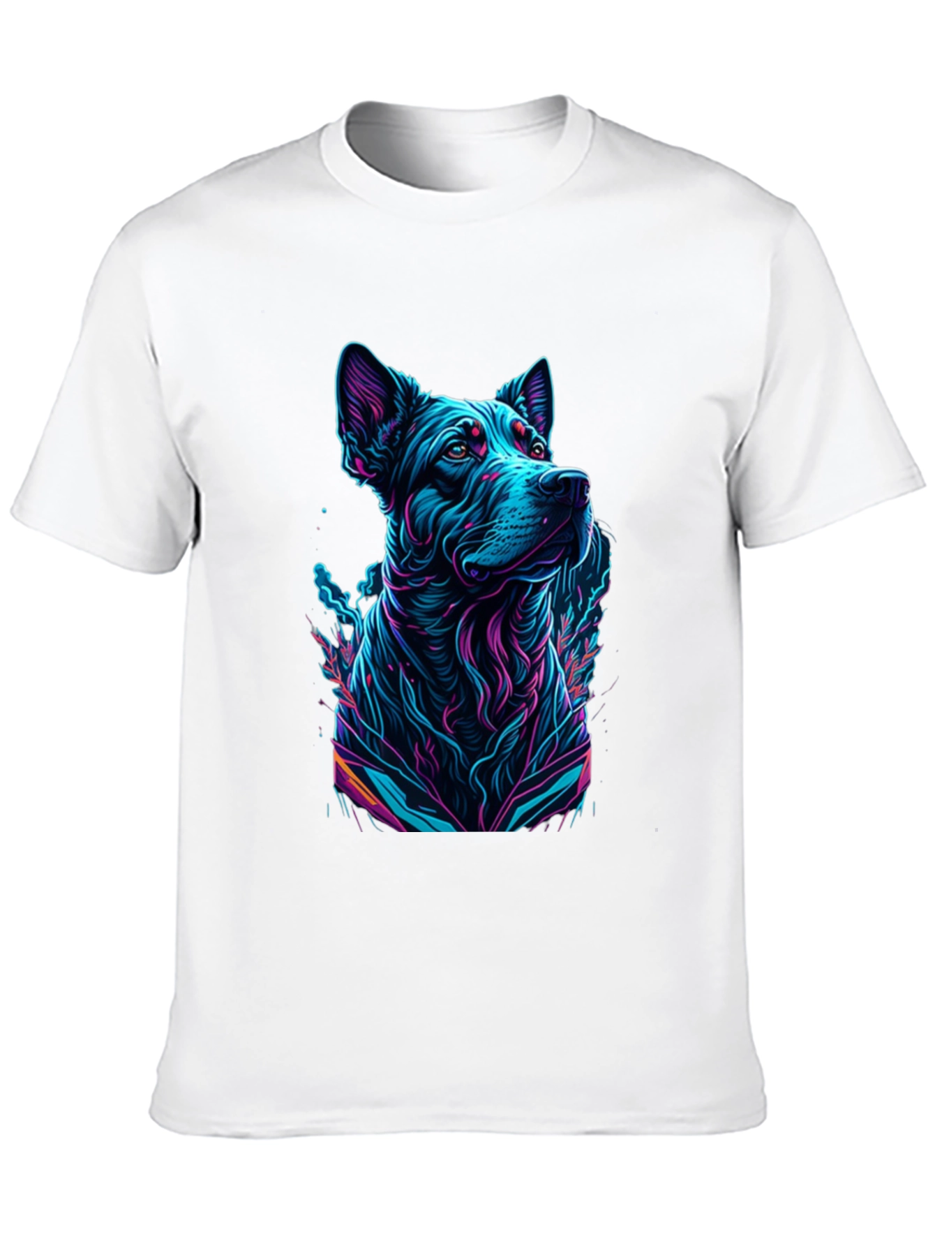 Black Neon Dog Graphic Black T-Shirt view 10