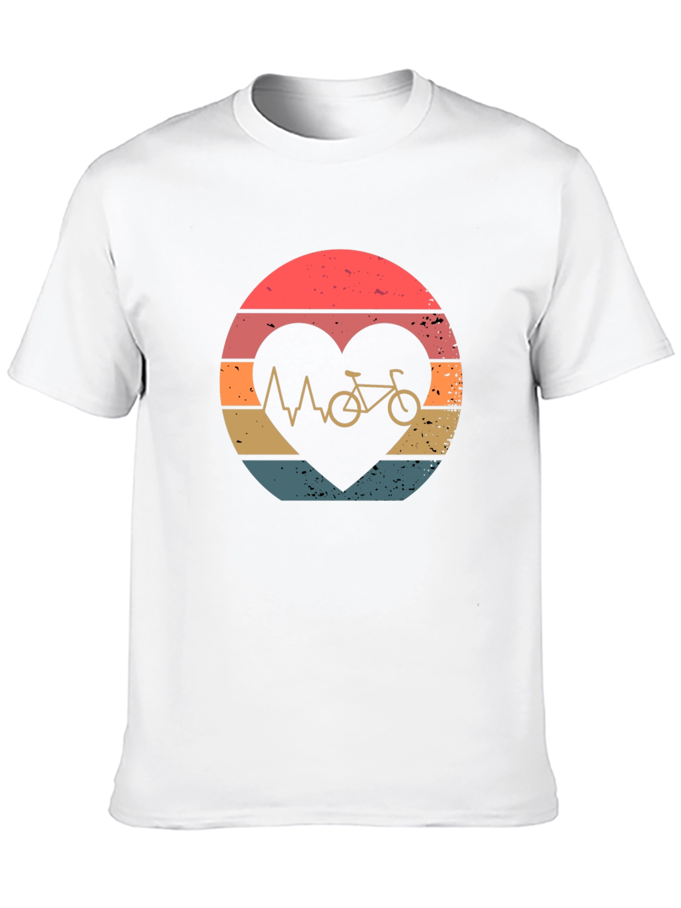 Black Cycling Heartbeat T-Shirt - Vintage Style Bike Love Tee view 10