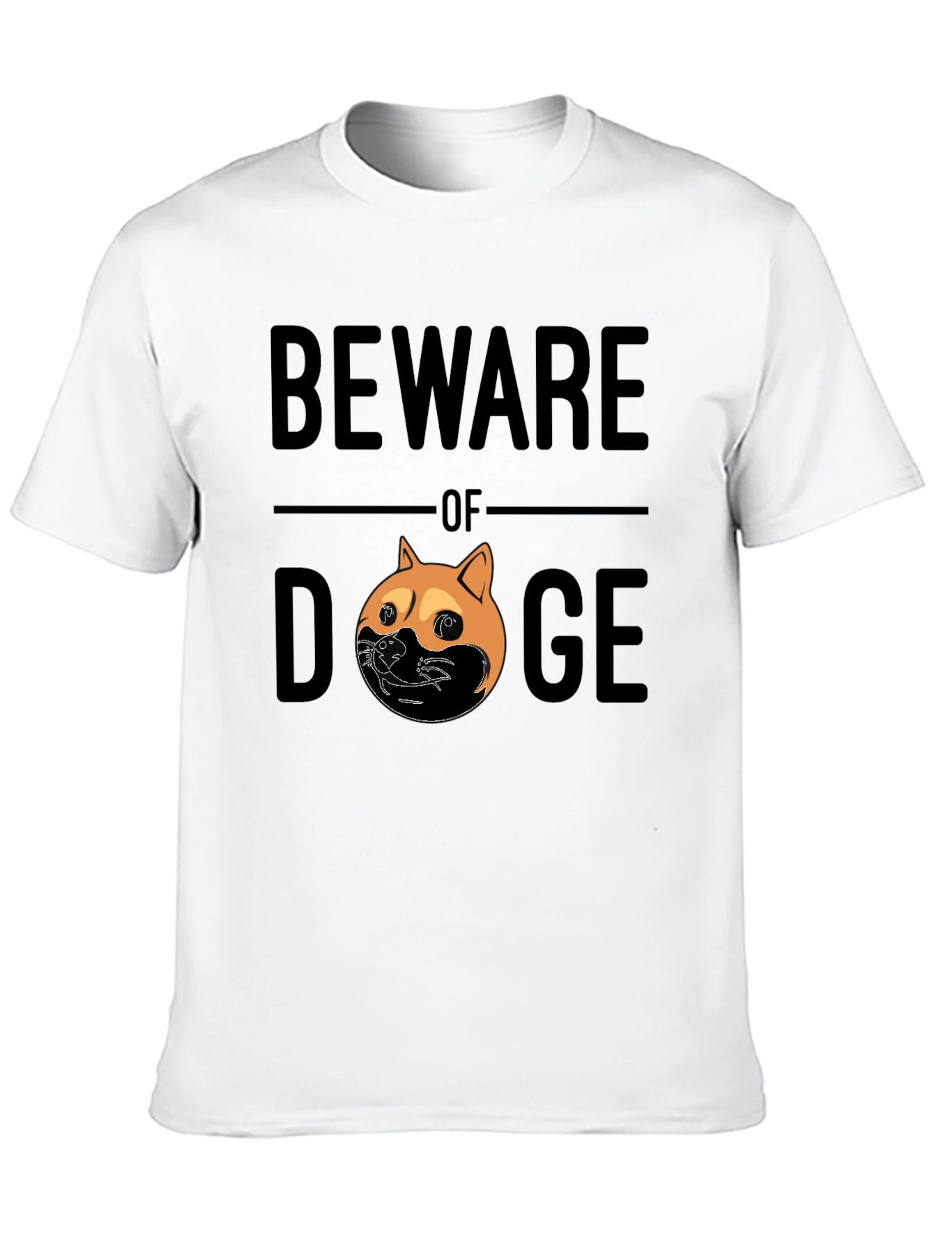 Black Beware of Doge Funny Graphic Tee - Black view 10