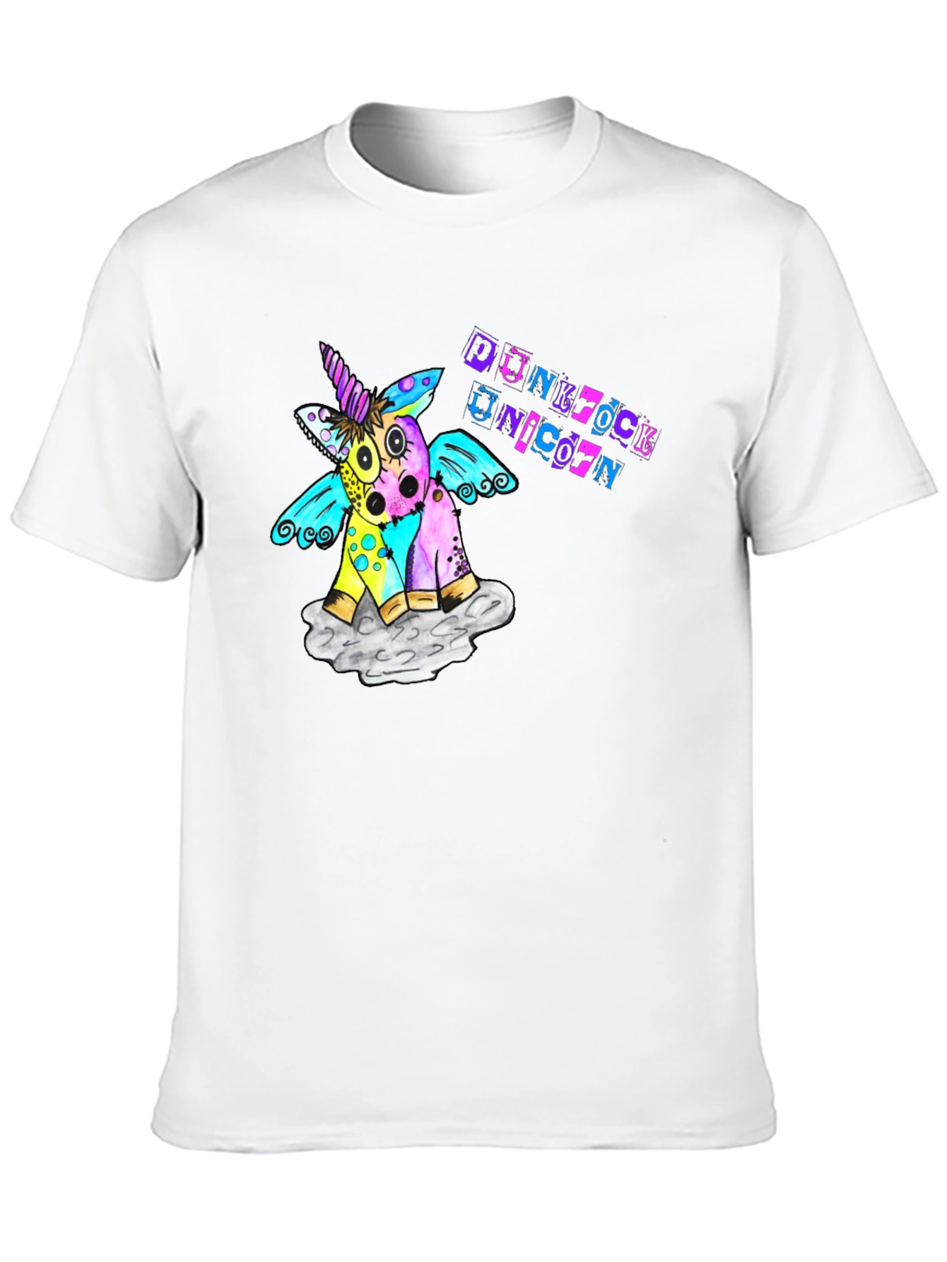 Black Punk Rock Unicorn Graphic T-Shirt view 10
