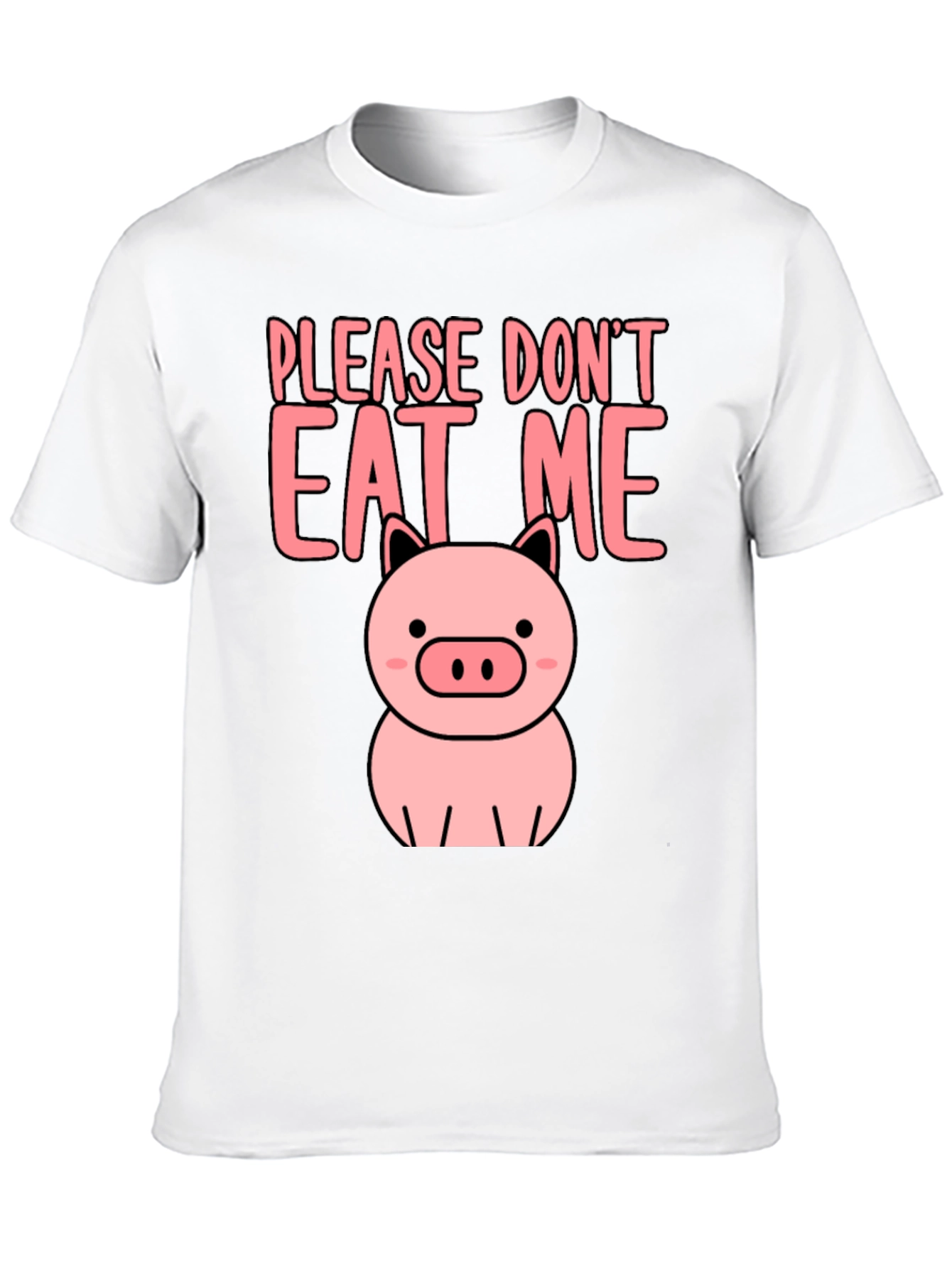 Black Cute Pig Please Don't Eat Me Graphic Tee view 10