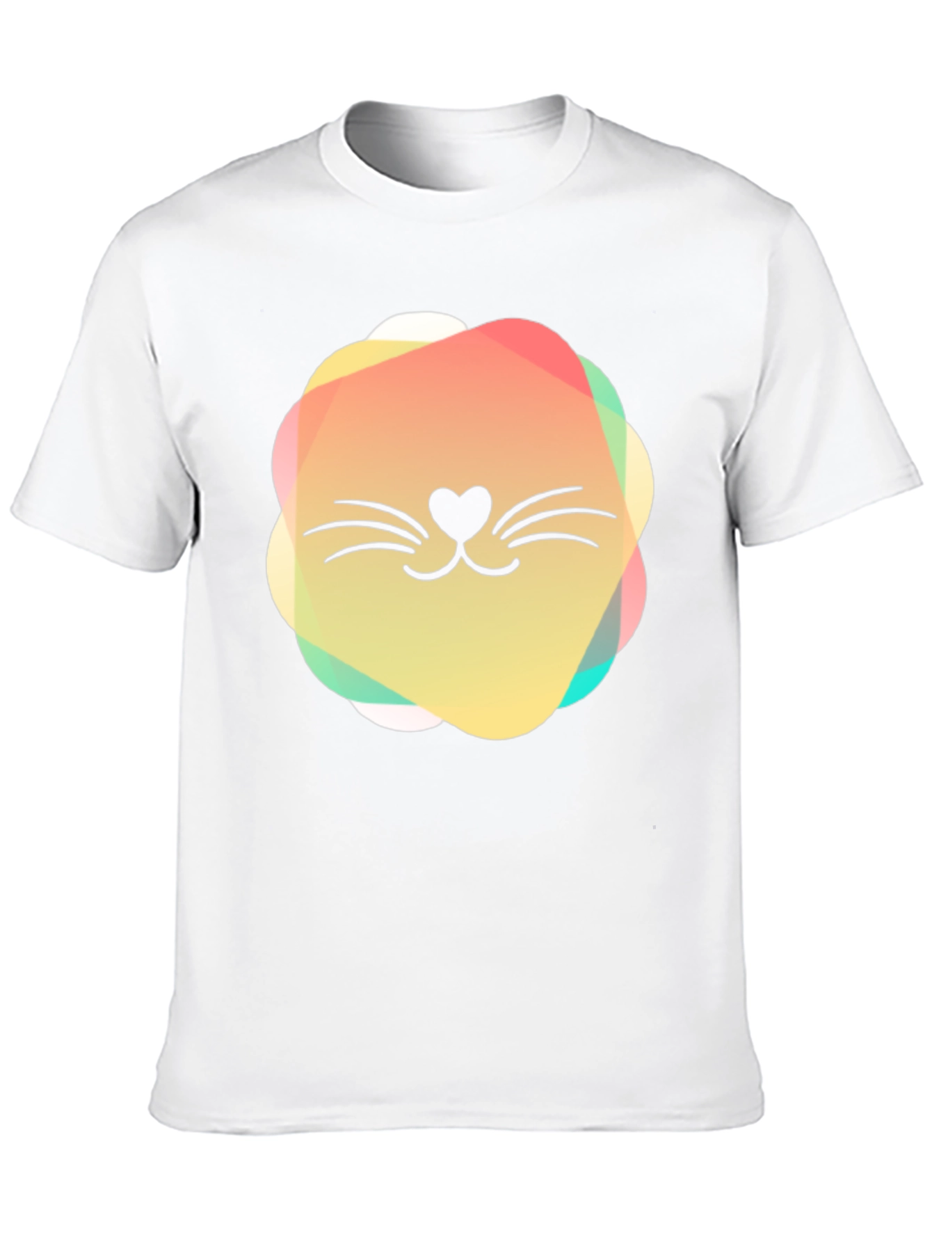 Black Cute Cat Face Graphic Black T-Shirt view 10