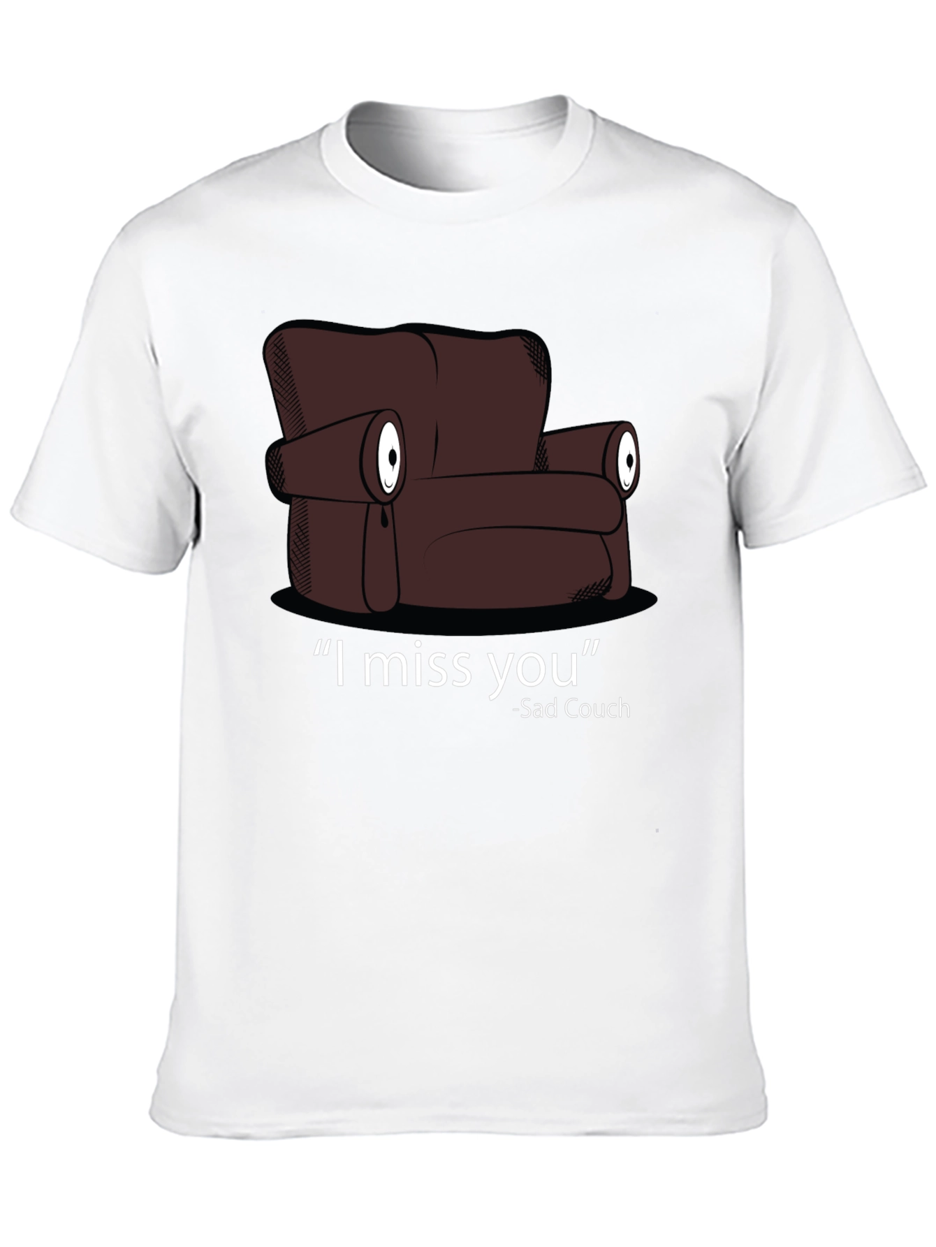 Black Sad Couch T-Shirt - I Miss You Graphic Tee view 10