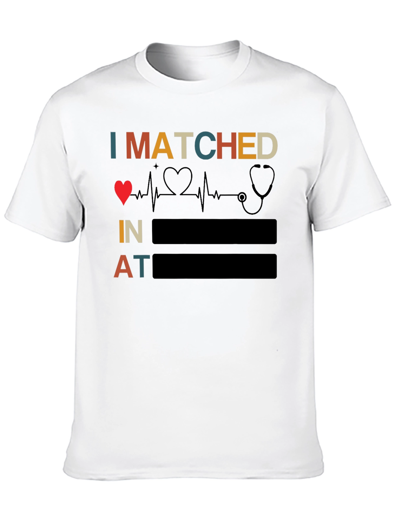 Black I Matched Heartbeat Stethoscope Doctor T-Shirt view 10