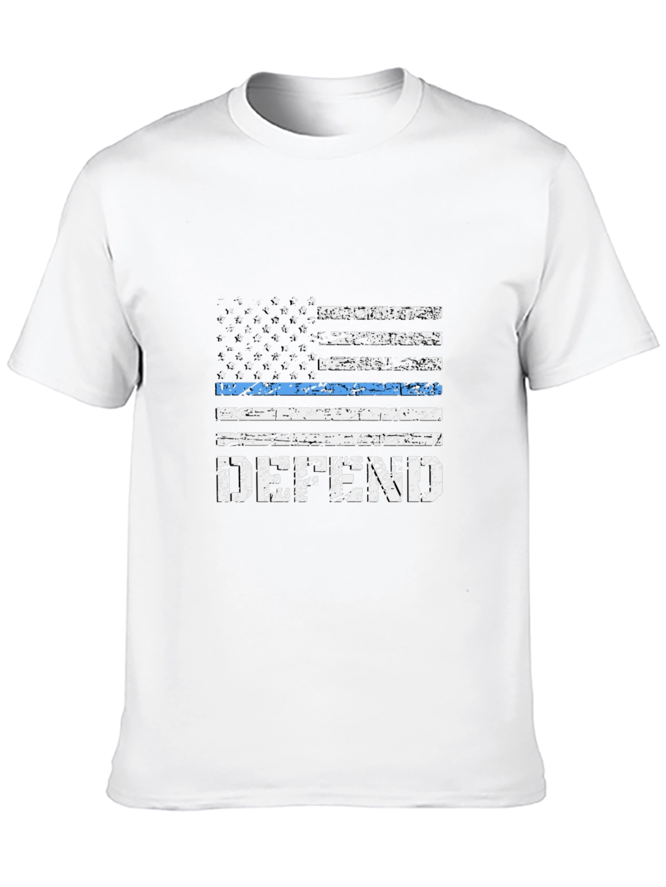 Black Defend Blue Line Flag T-Shirt - Black view 10