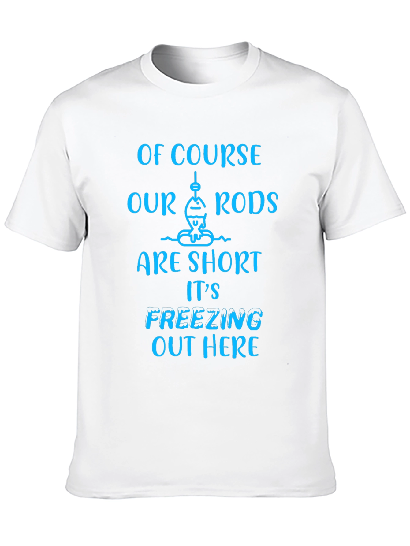 Black Funny Fishing T-Shirt - Short Rods Freezing view 10
