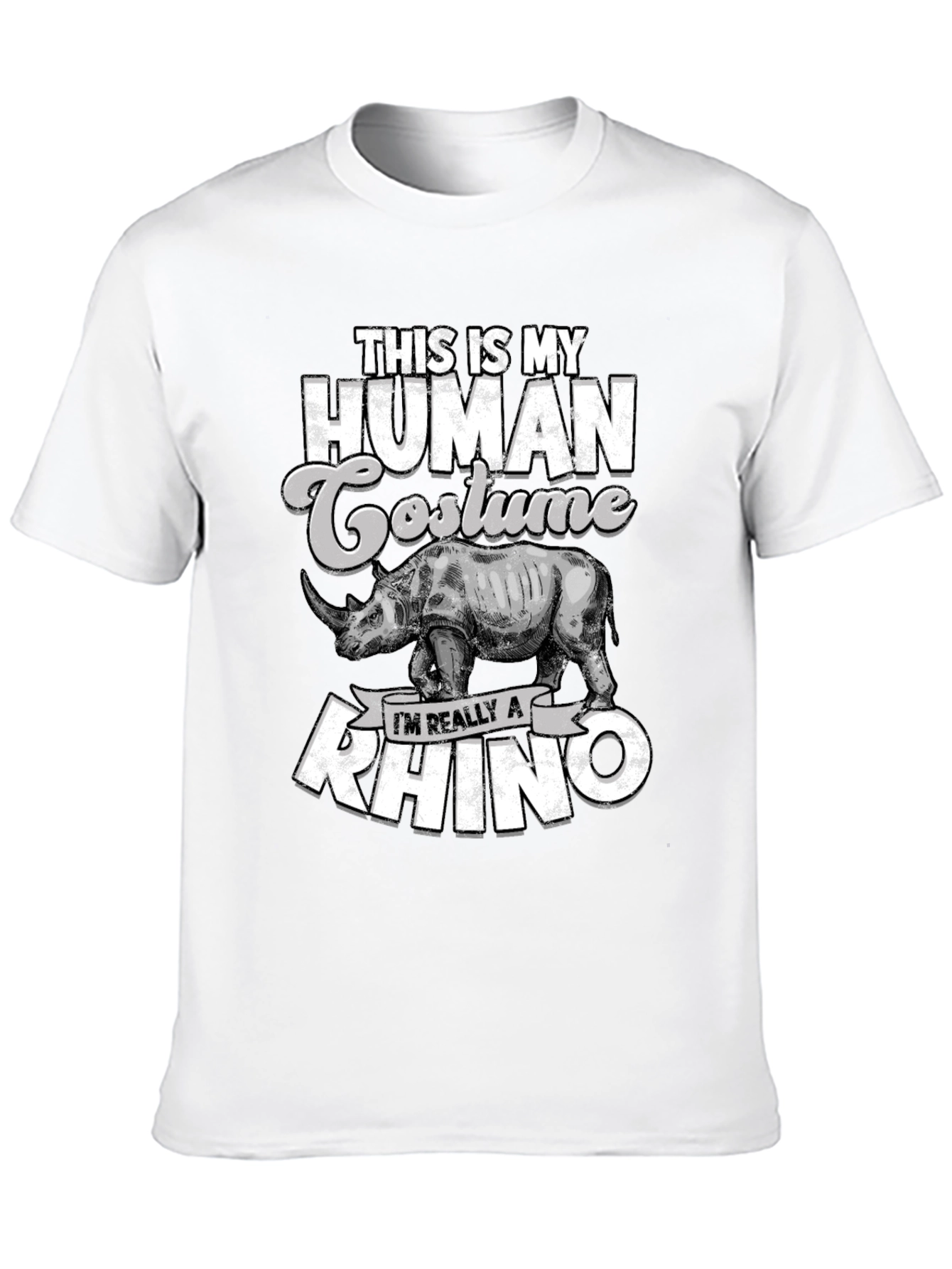 Black Funny Rhino Costume T-Shirt view 10