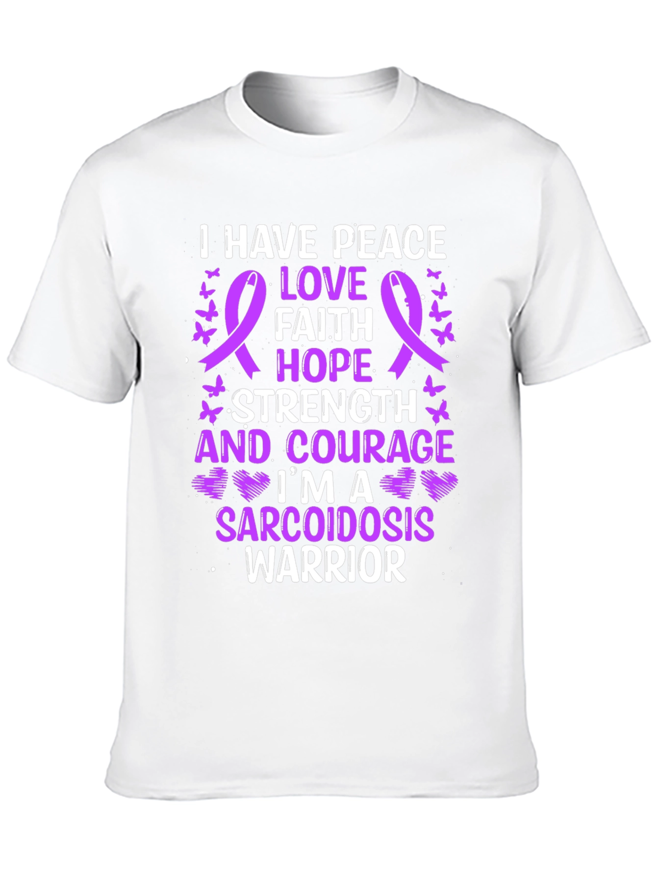 Black Sarcoidosis Warrior Awareness Ribbon Graphic T-Shirt view 10