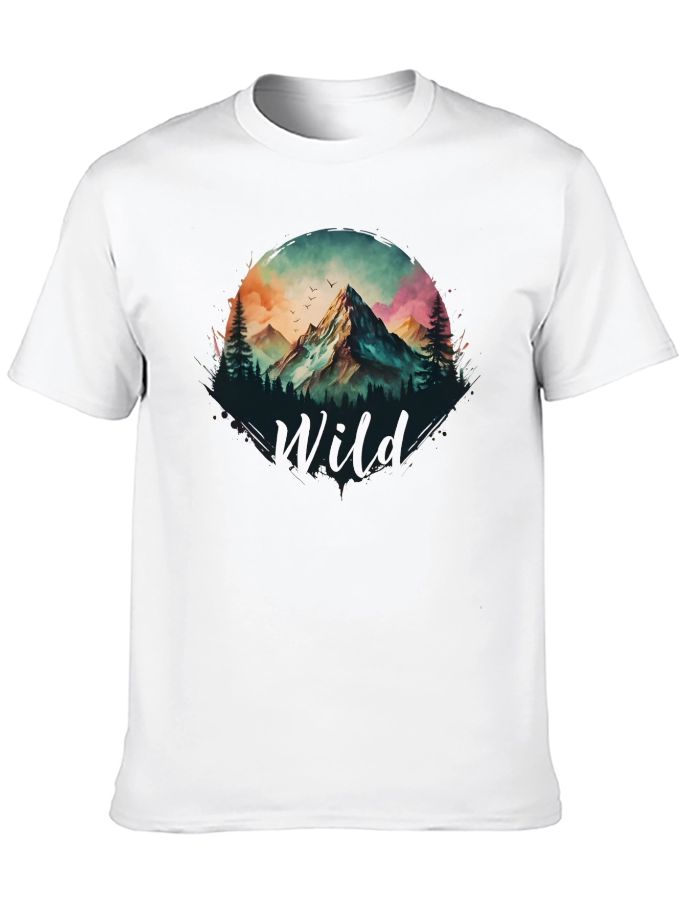 Black Wild Mountain Scene Graphic T-Shirt view 10