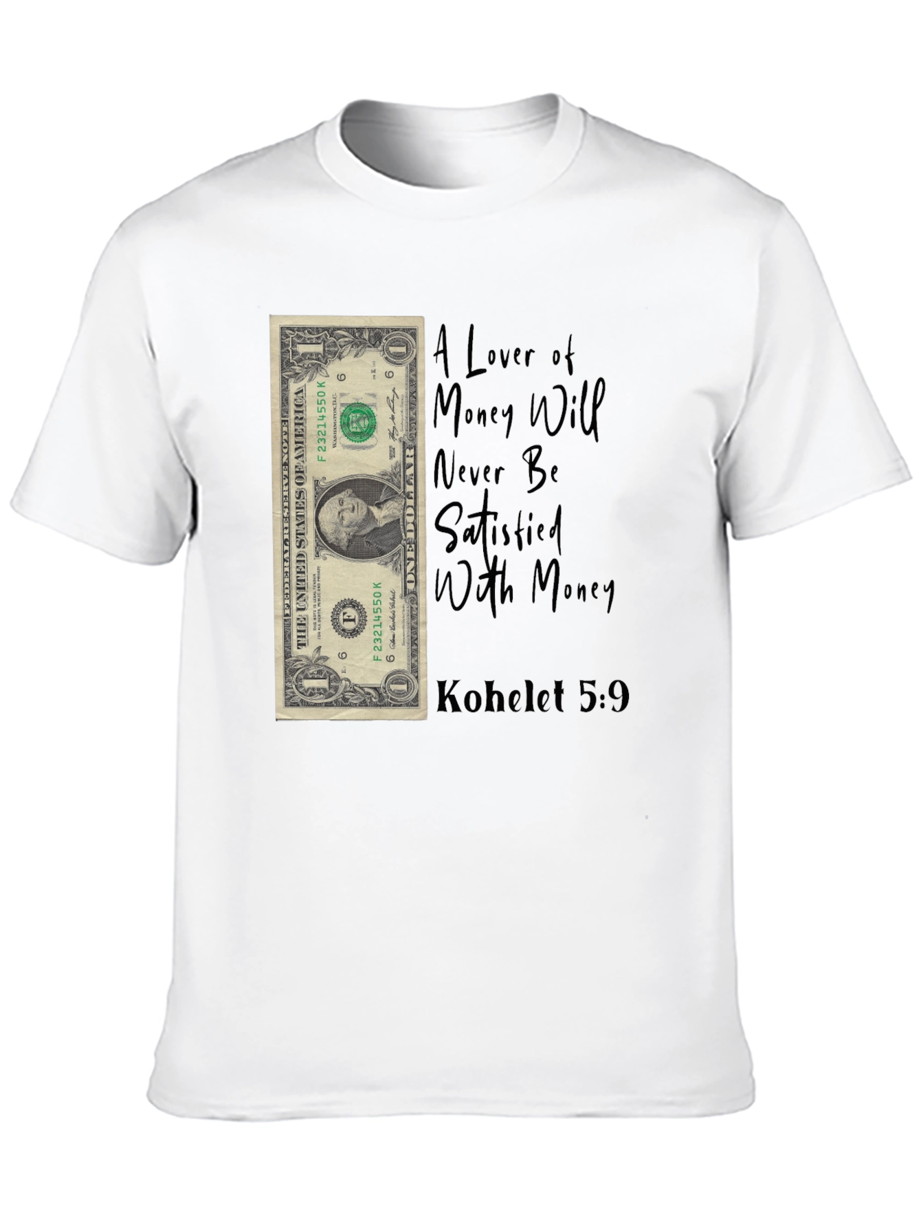 Black Money Lover T-Shirt - Kohelet 5:9 - Unisex view 10