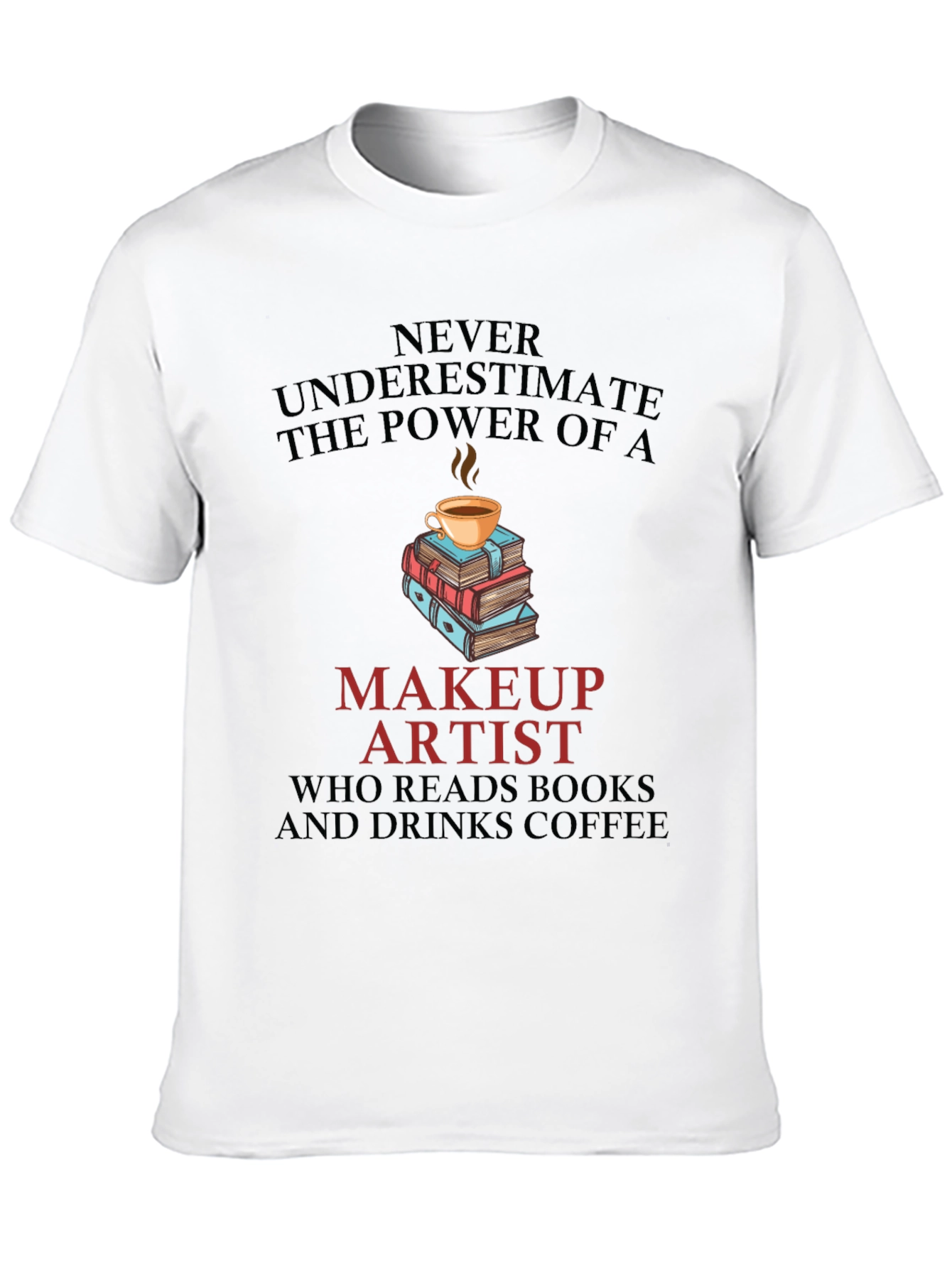Black Makeup Artist Book & Coffee T-Shirt view 10