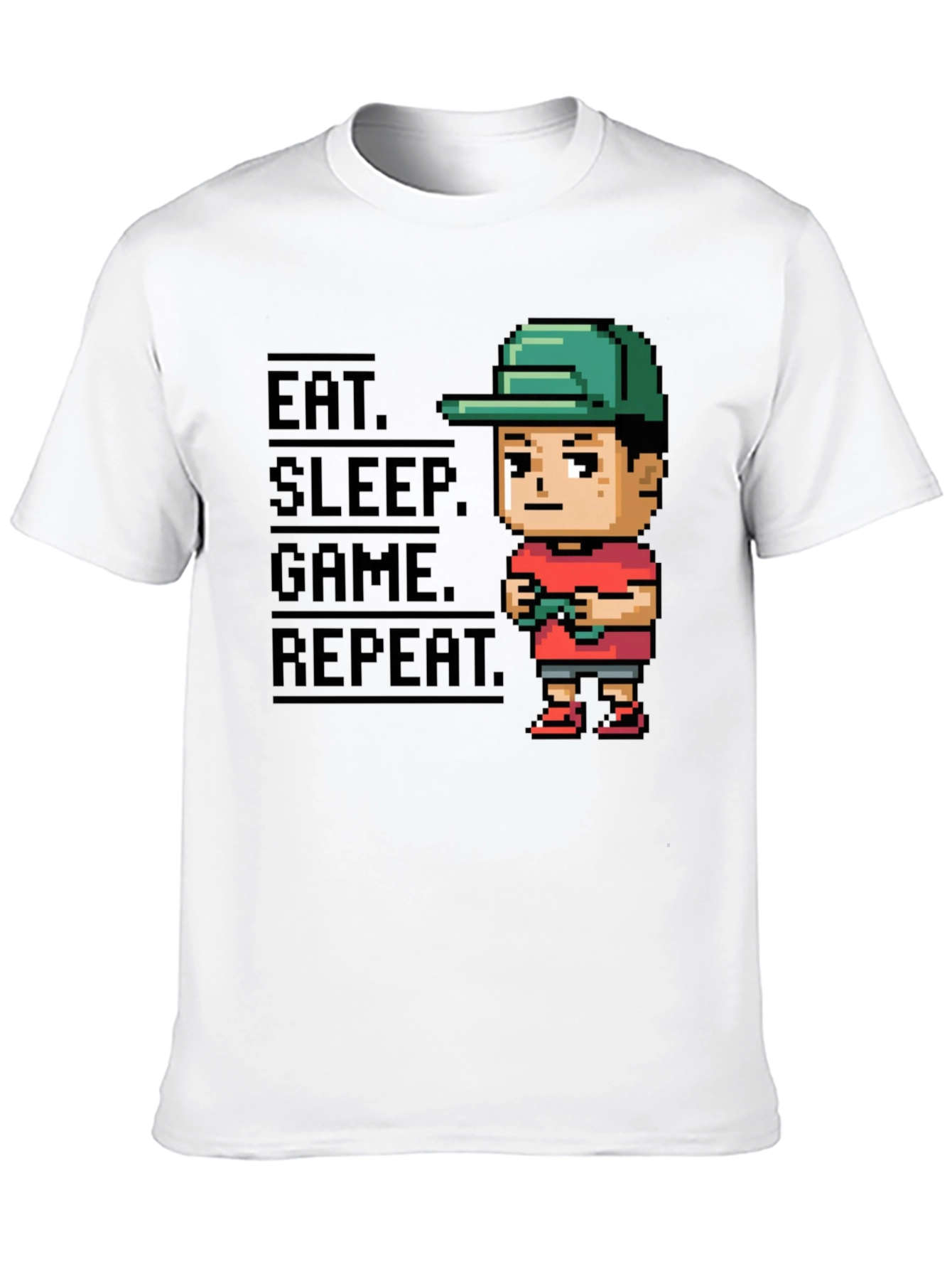 Black Eat Sleep Game Repeat Black Gamer T-Shirt view 10