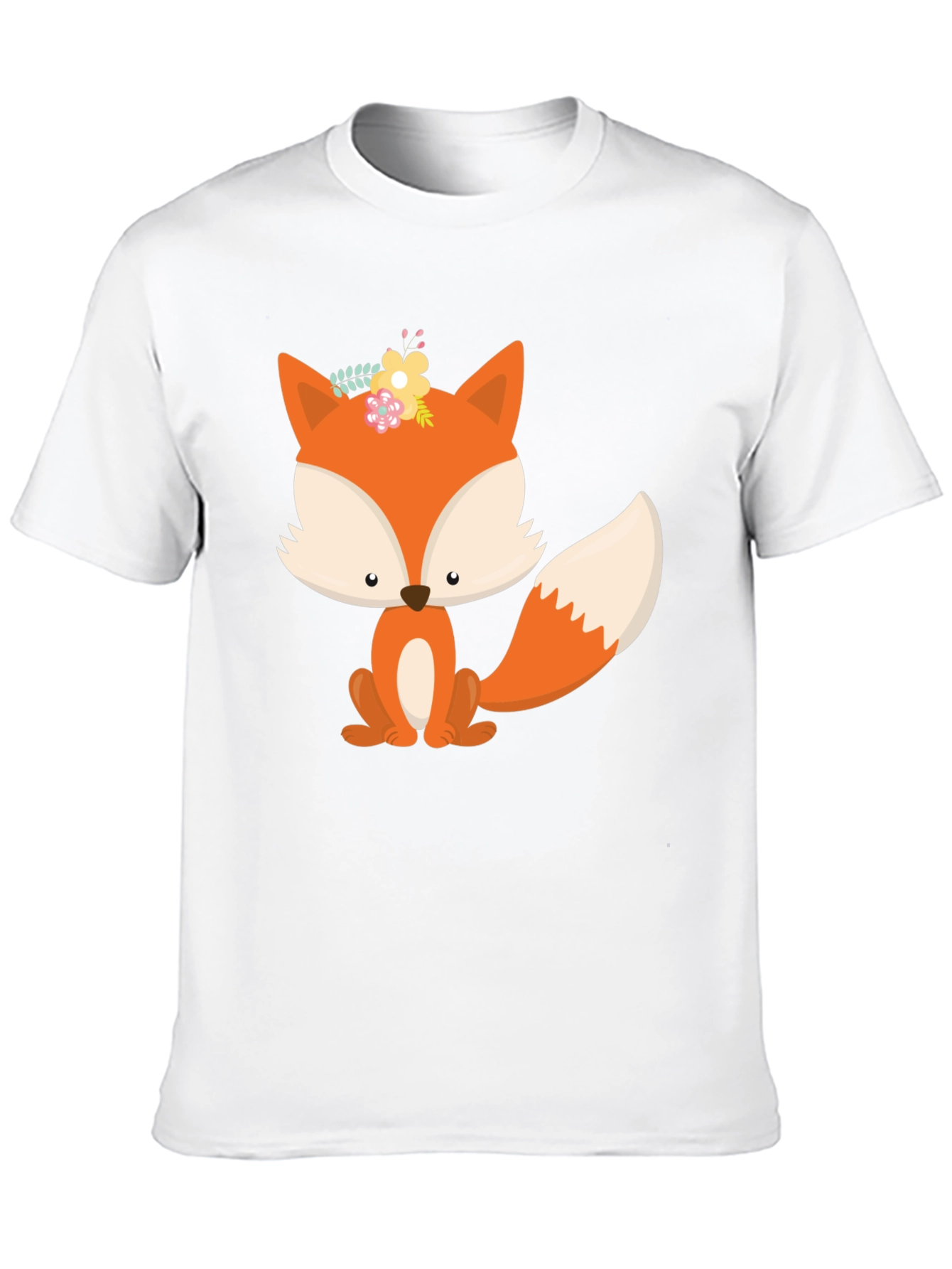 Black Cute Fox Graphic Tee - Black Cotton Blend T-Shirt view 10