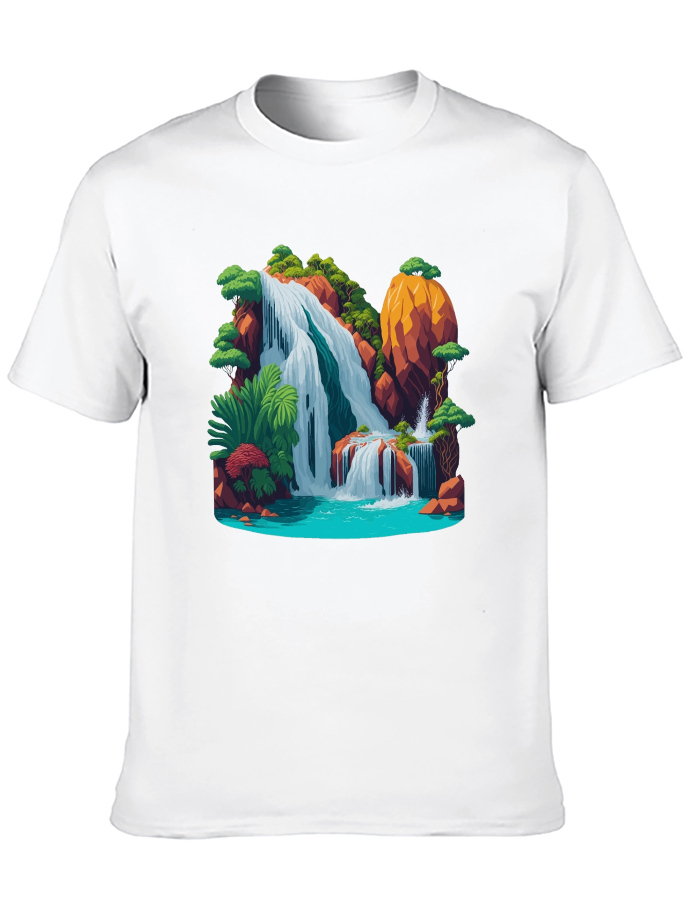 Black Waterfall Graphic Black T-Shirt view 10