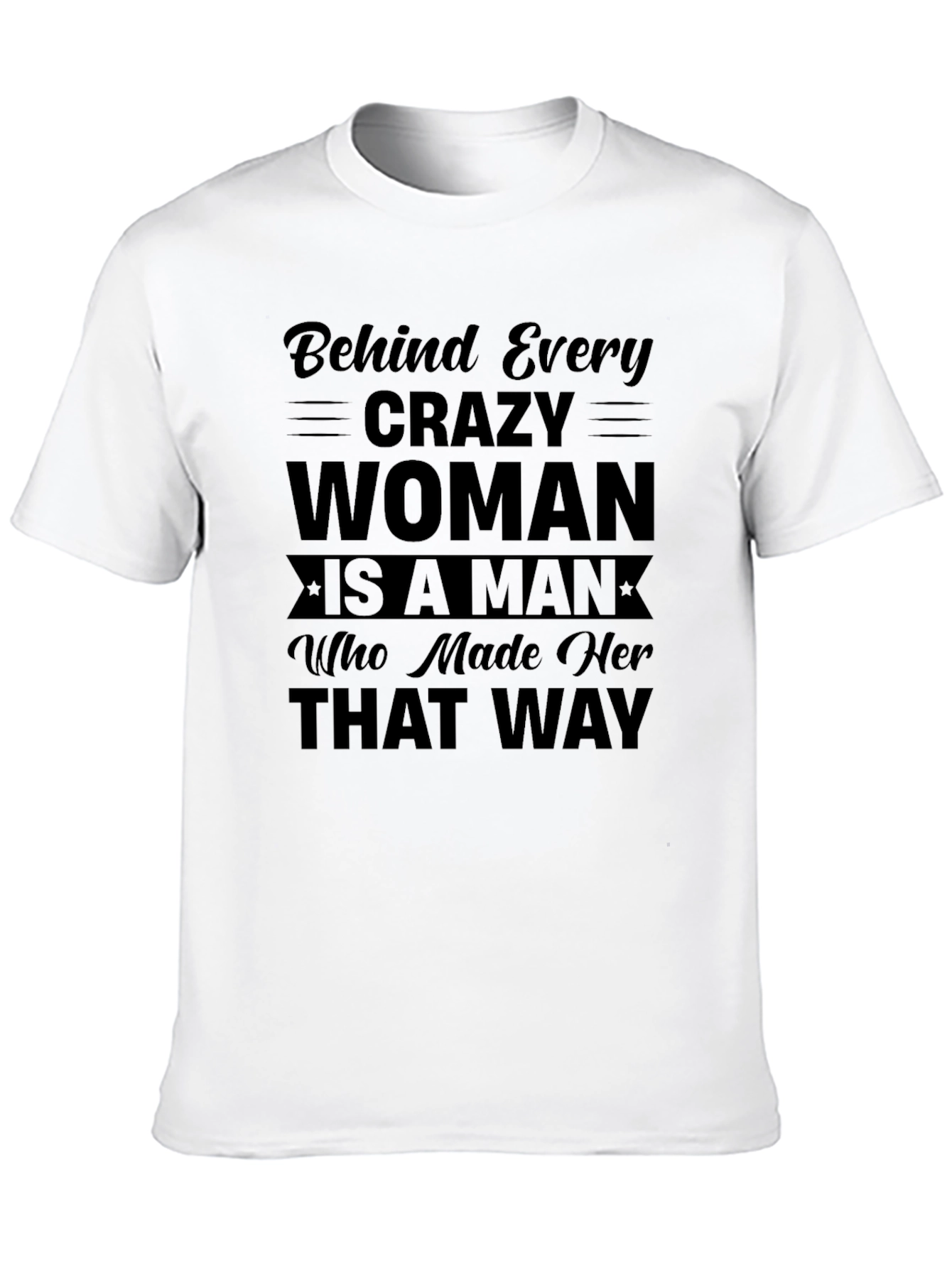 Black Crazy Woman T-Shirt - Humorous Slogan Tee view 10